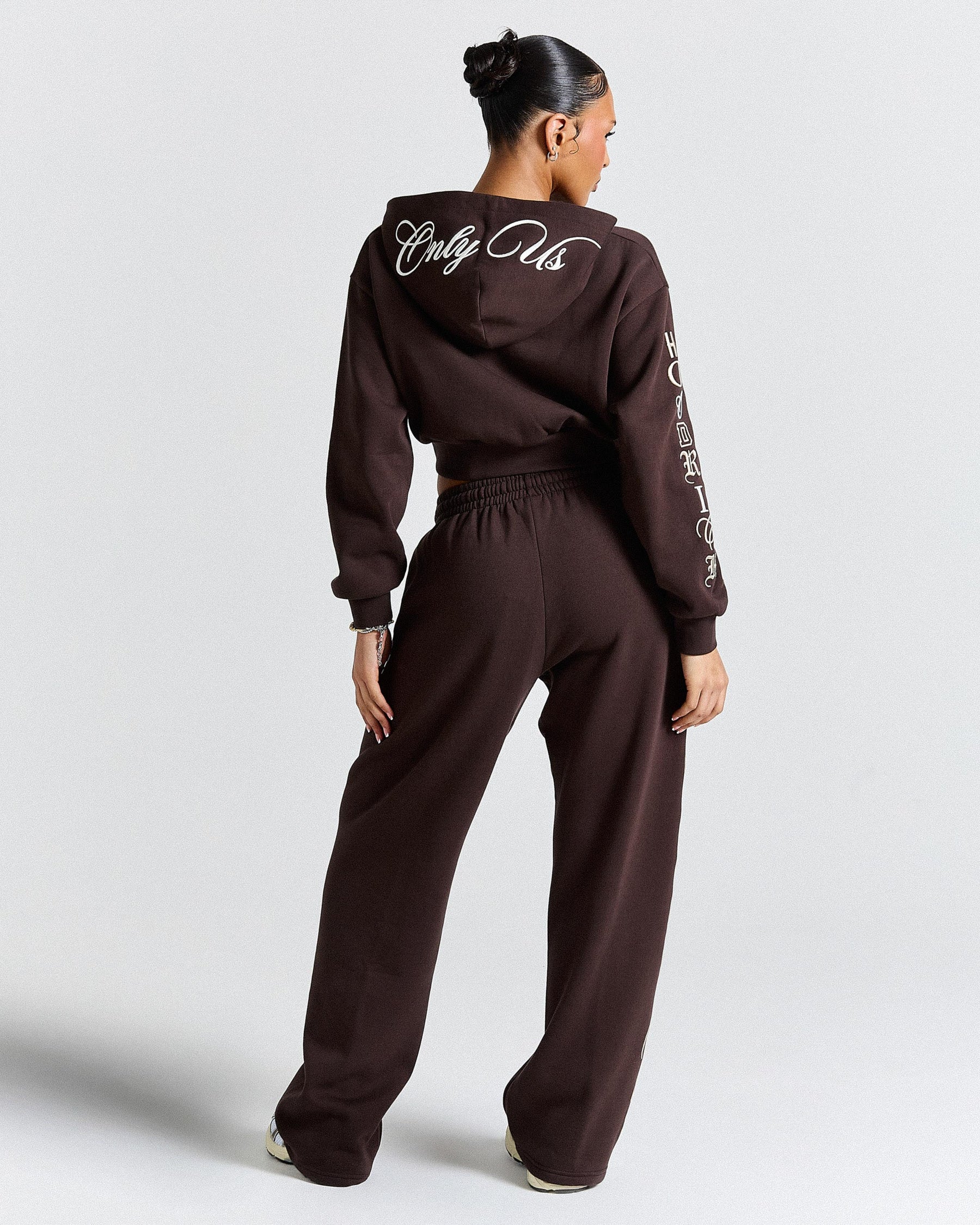 Calor Oversized Wide Leg Joggers - Brown/White