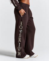 Calor Oversized Wide Leg Joggers - Brown/White