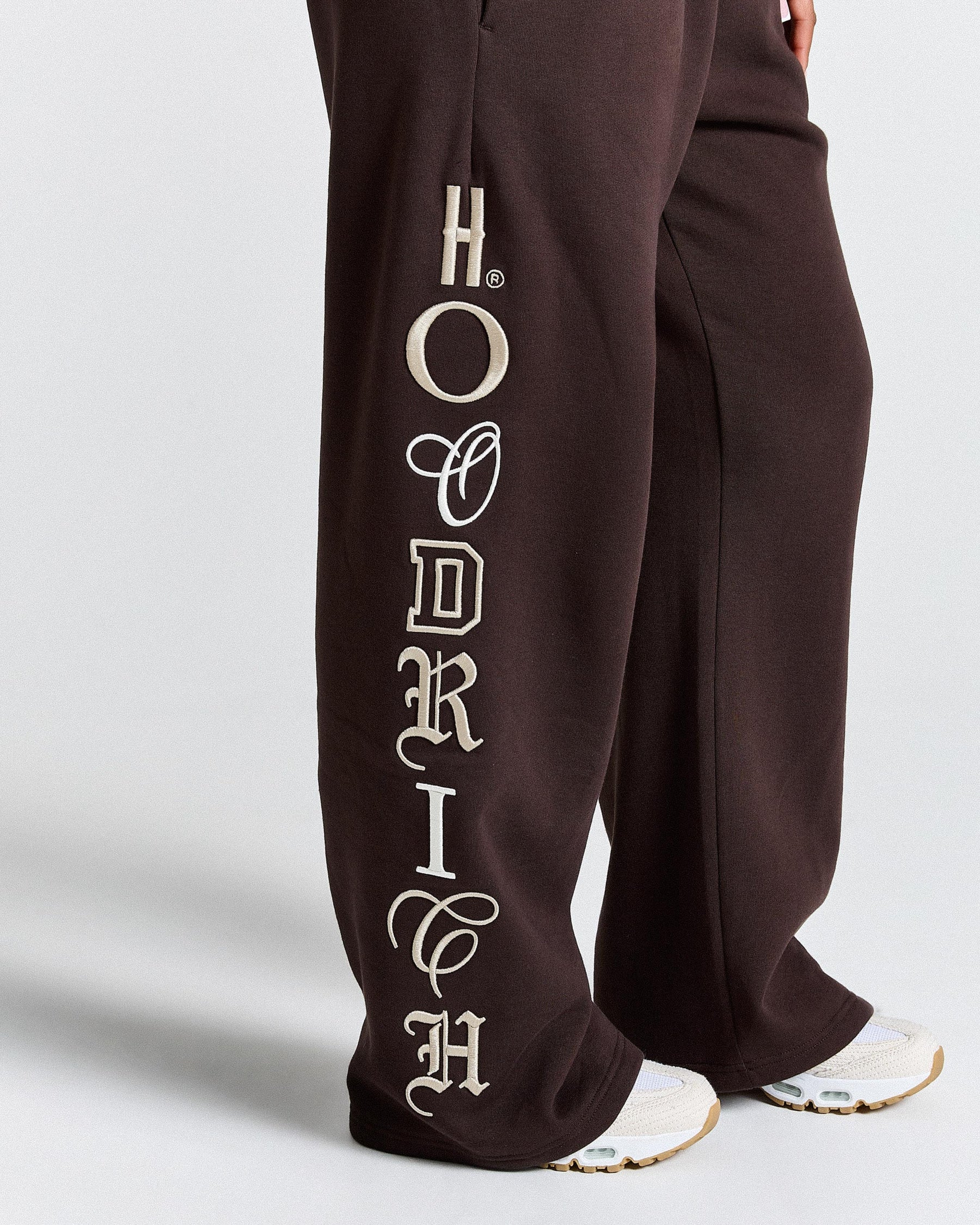 Calor Oversized Wide Leg Joggers - Brown/White