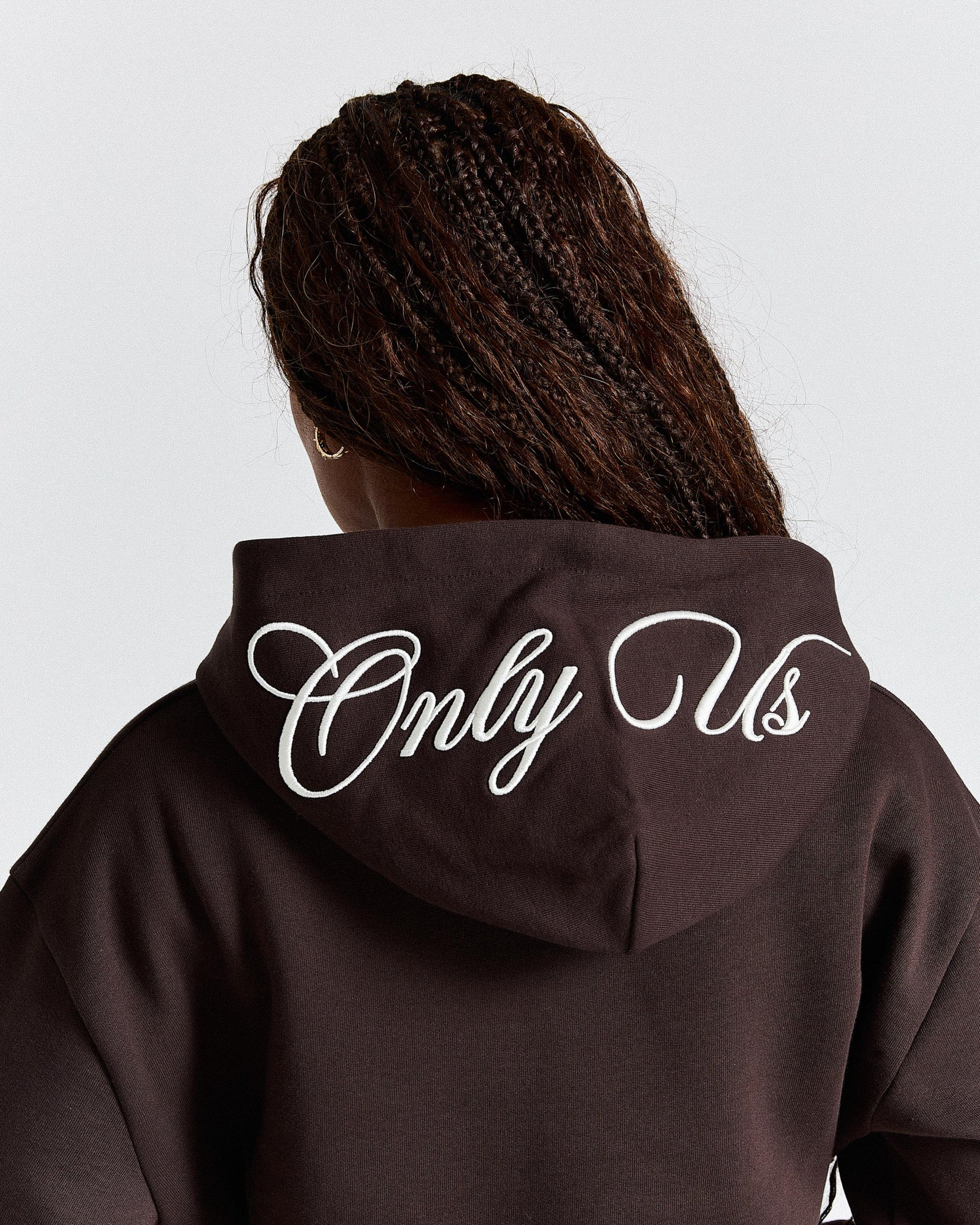 Calor Cropped Zip Hoodie - Brown/White