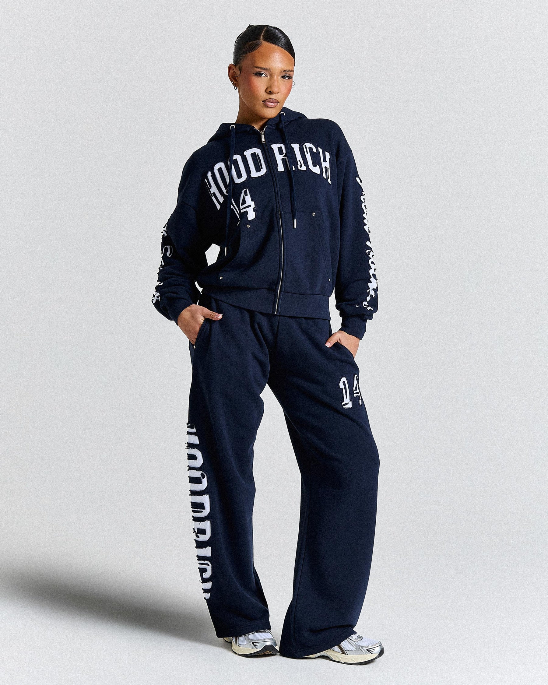The Winner's Circle Siren Mid-length Zip Hoodie - Navy/White