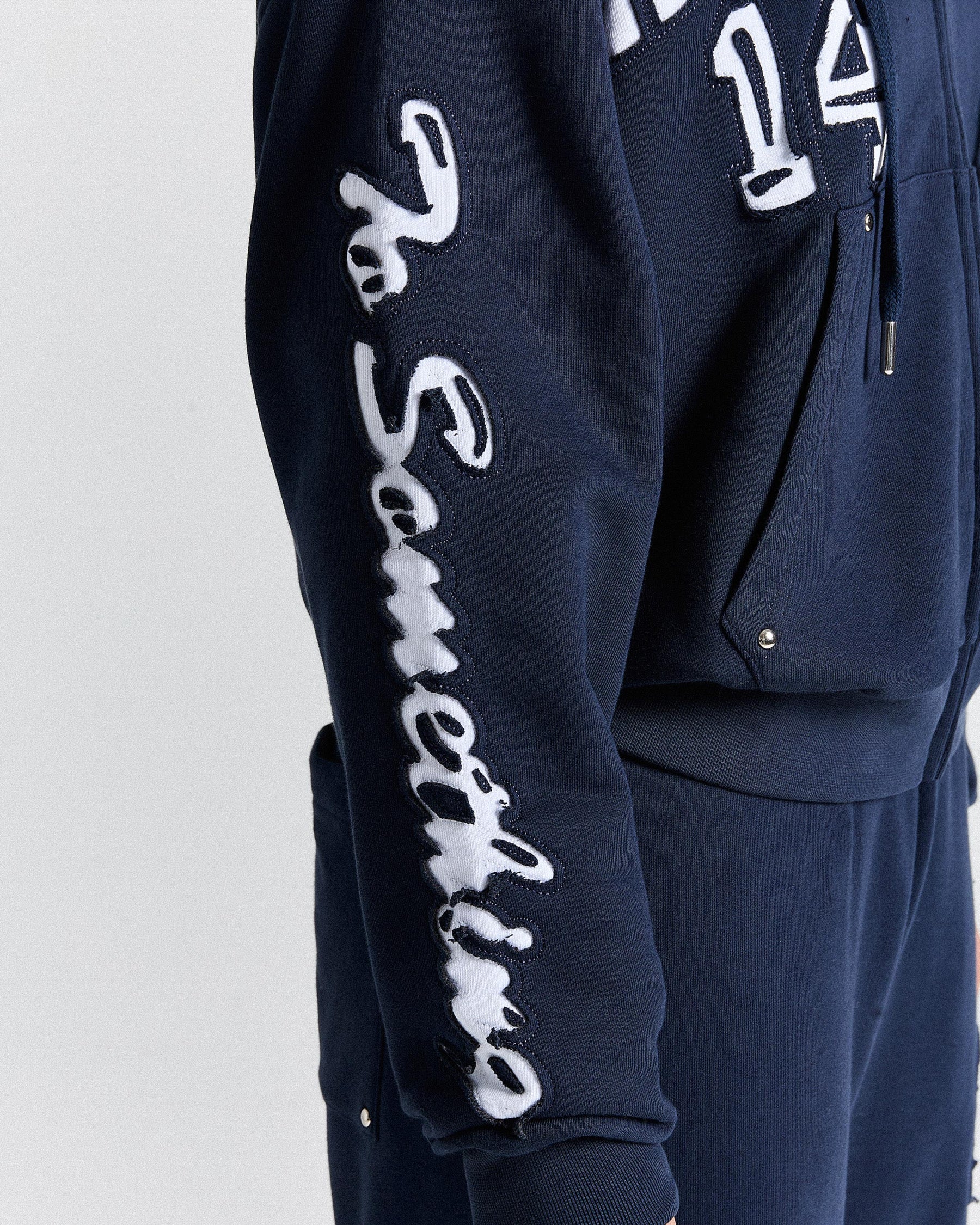 The Winner's Circle Siren Mid-length Zip Hoodie - Navy/White