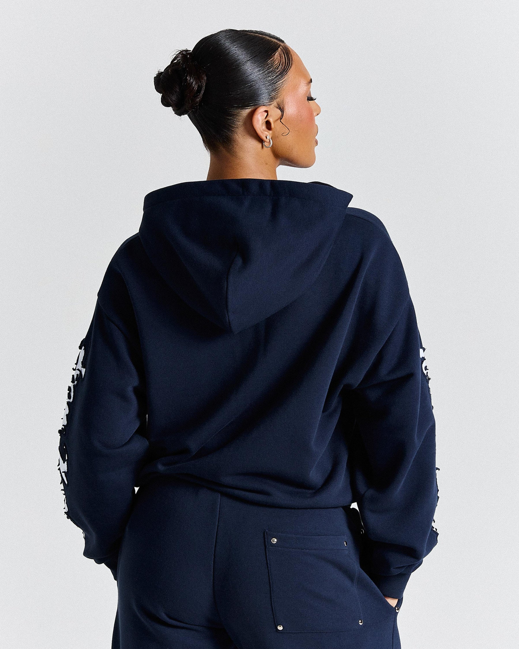 The Winner's Circle Siren Mid-length Zip Hoodie - Navy/White