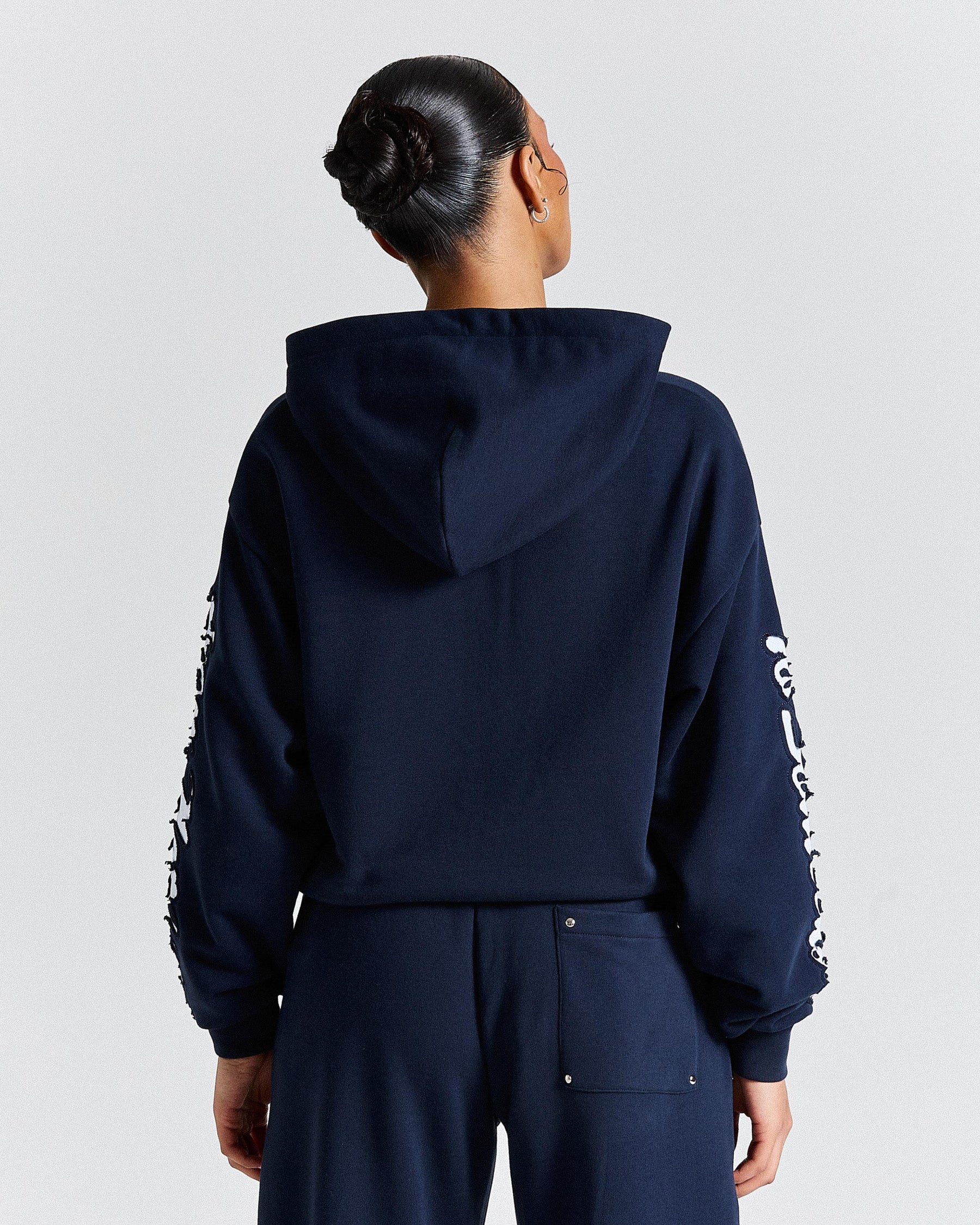 The Winner's Circle Siren Mid-length Zip Hoodie - Navy/White
