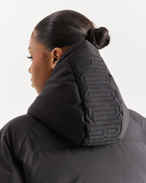 Lara Puffer Jacket - Black/Sliver