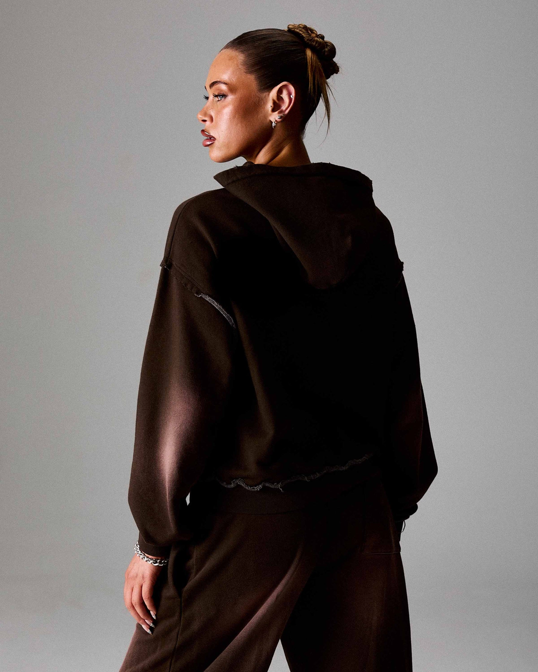 The Winner's Circle Amber Script Mid Length Hoodie - Brown/Pink