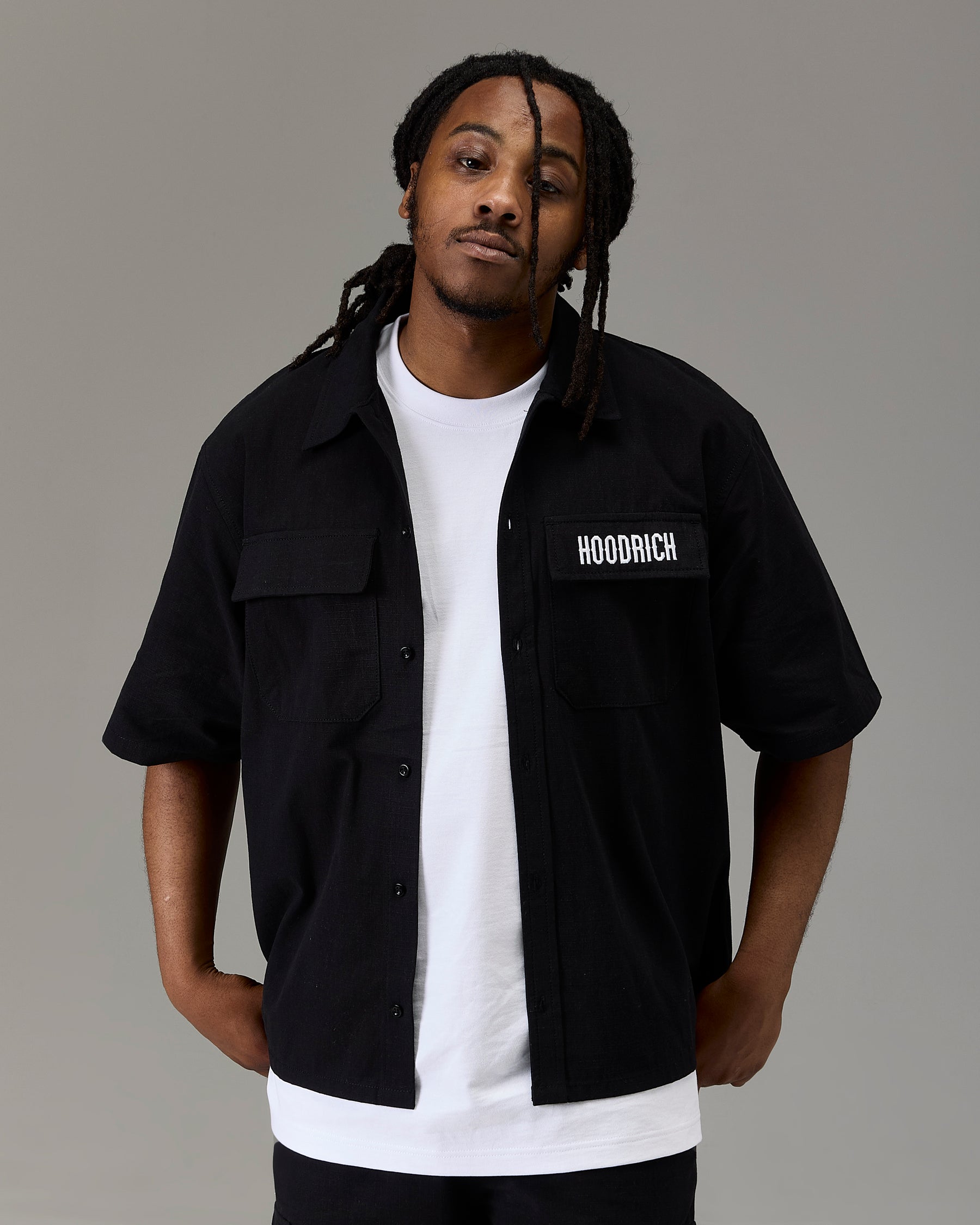 The Winner's Circle Ripstop Shirt - Black/White