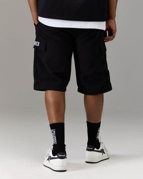 The Winner's Circle Ripstop Cargo Shorts - Black/White