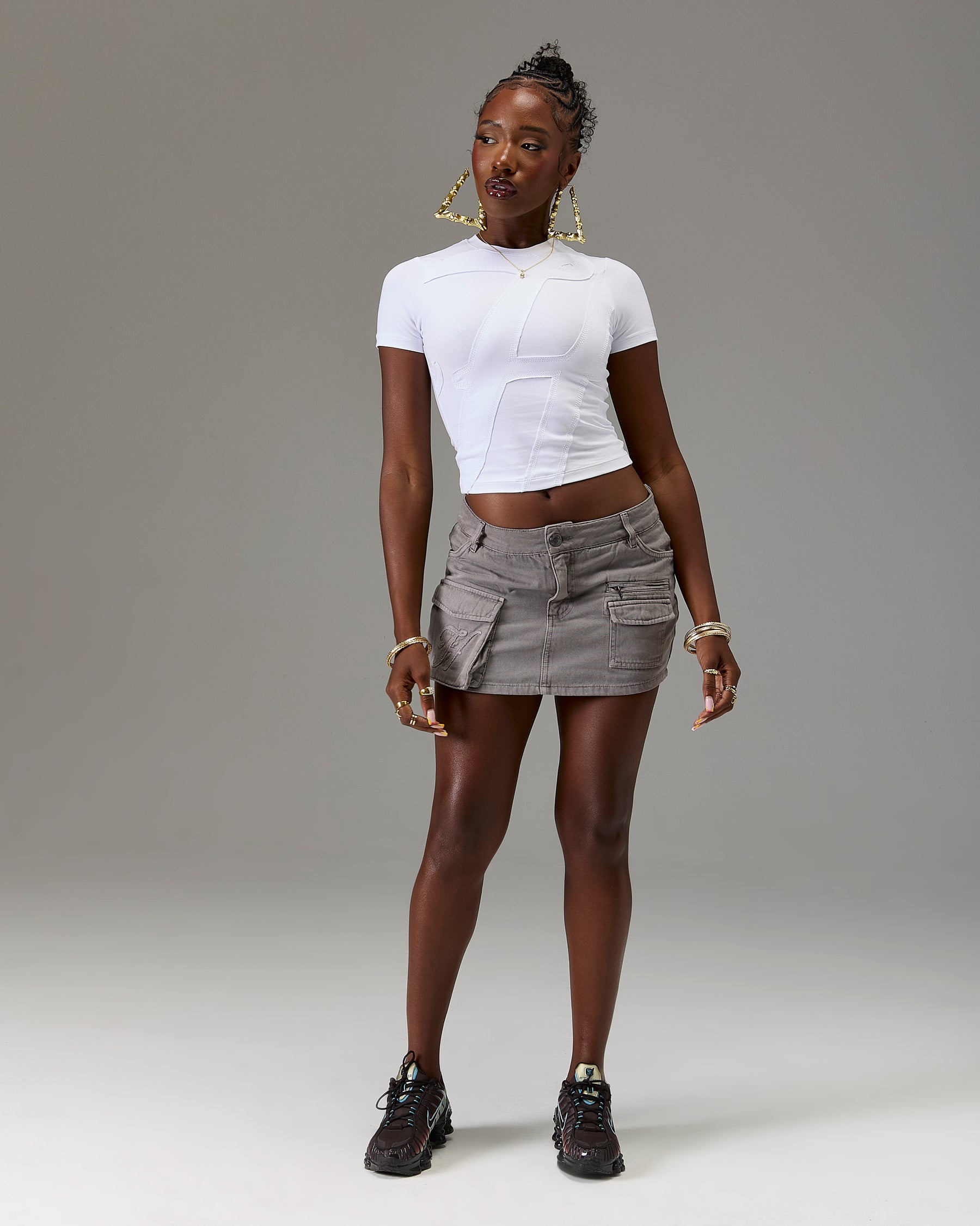 The Winner's Circle Cargo Mini Skirt - Grey