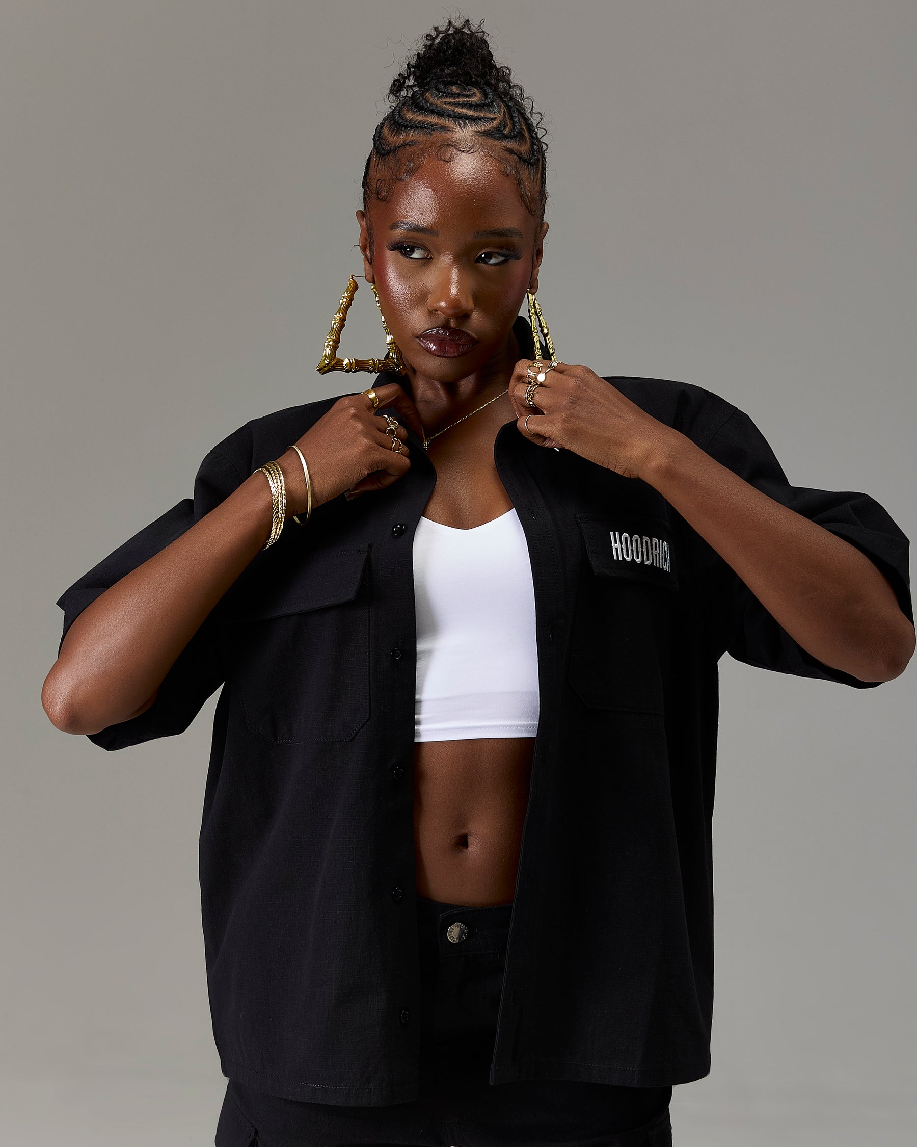 The Winner's Circle Ripstop Shirt - Black/White