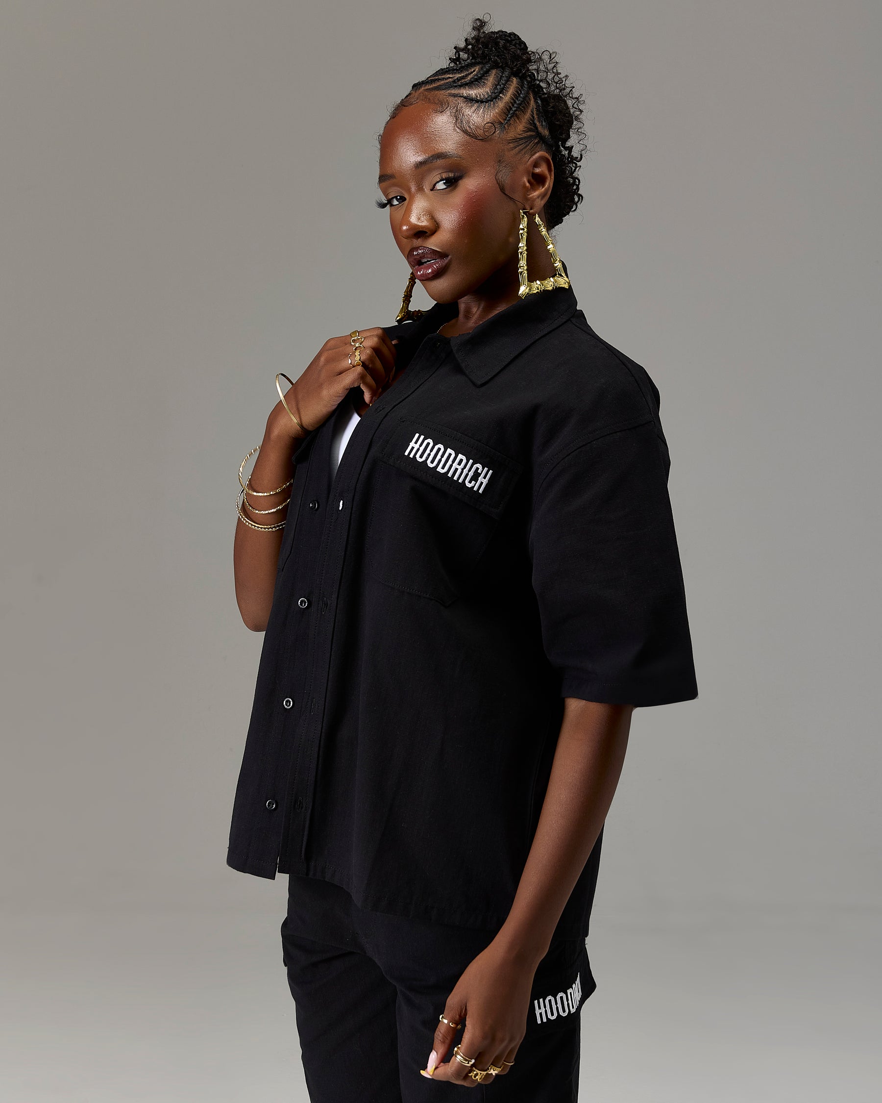 The Winner's Circle Ripstop Shirt - Black/White