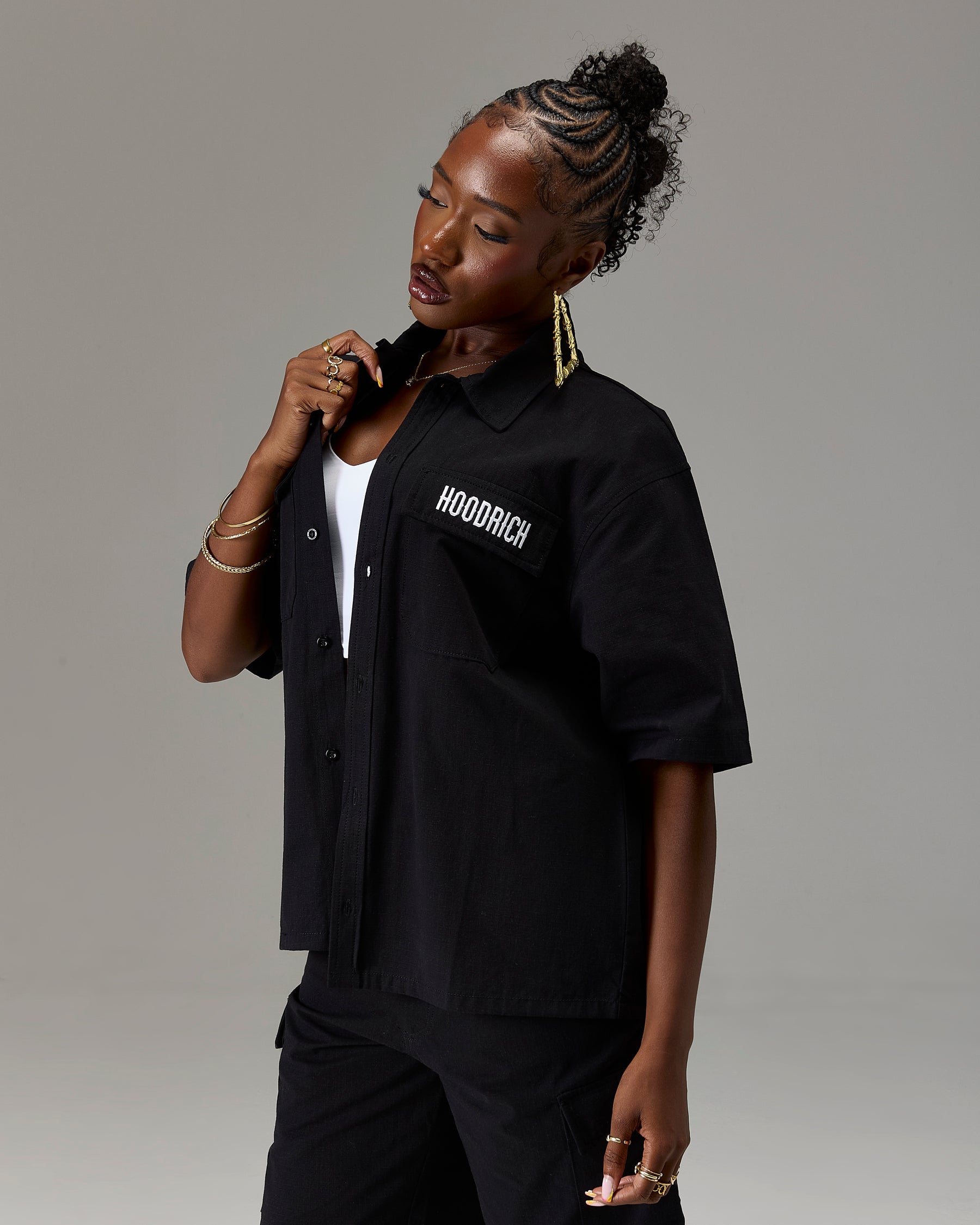 The Winner's Circle Ripstop Shirt - Black/White