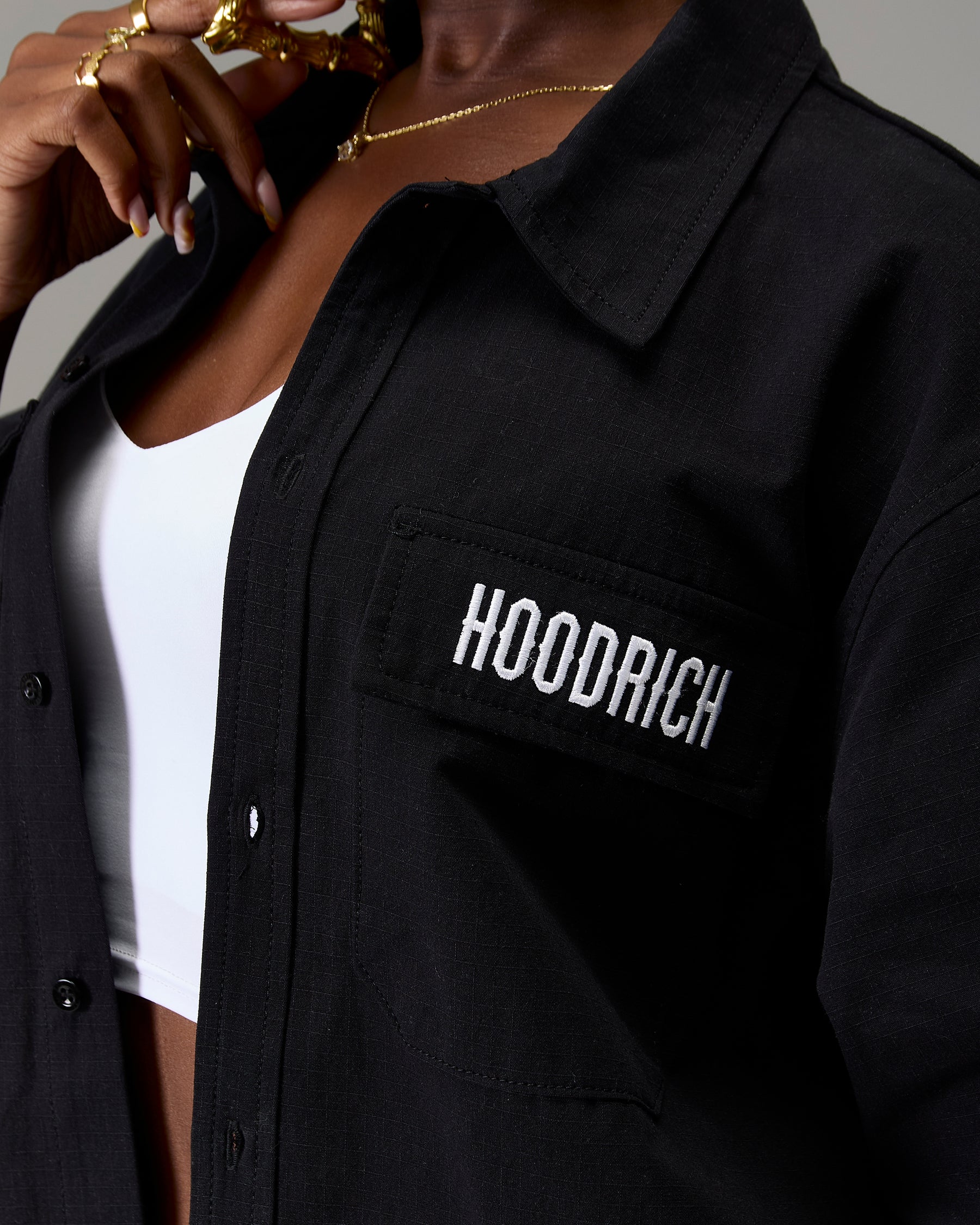 The Winner's Circle Ripstop Shirt - Black/White