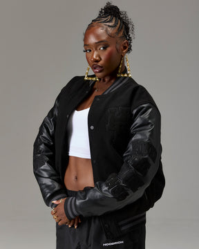 The Winner's Circle Varsity Jacket - Black