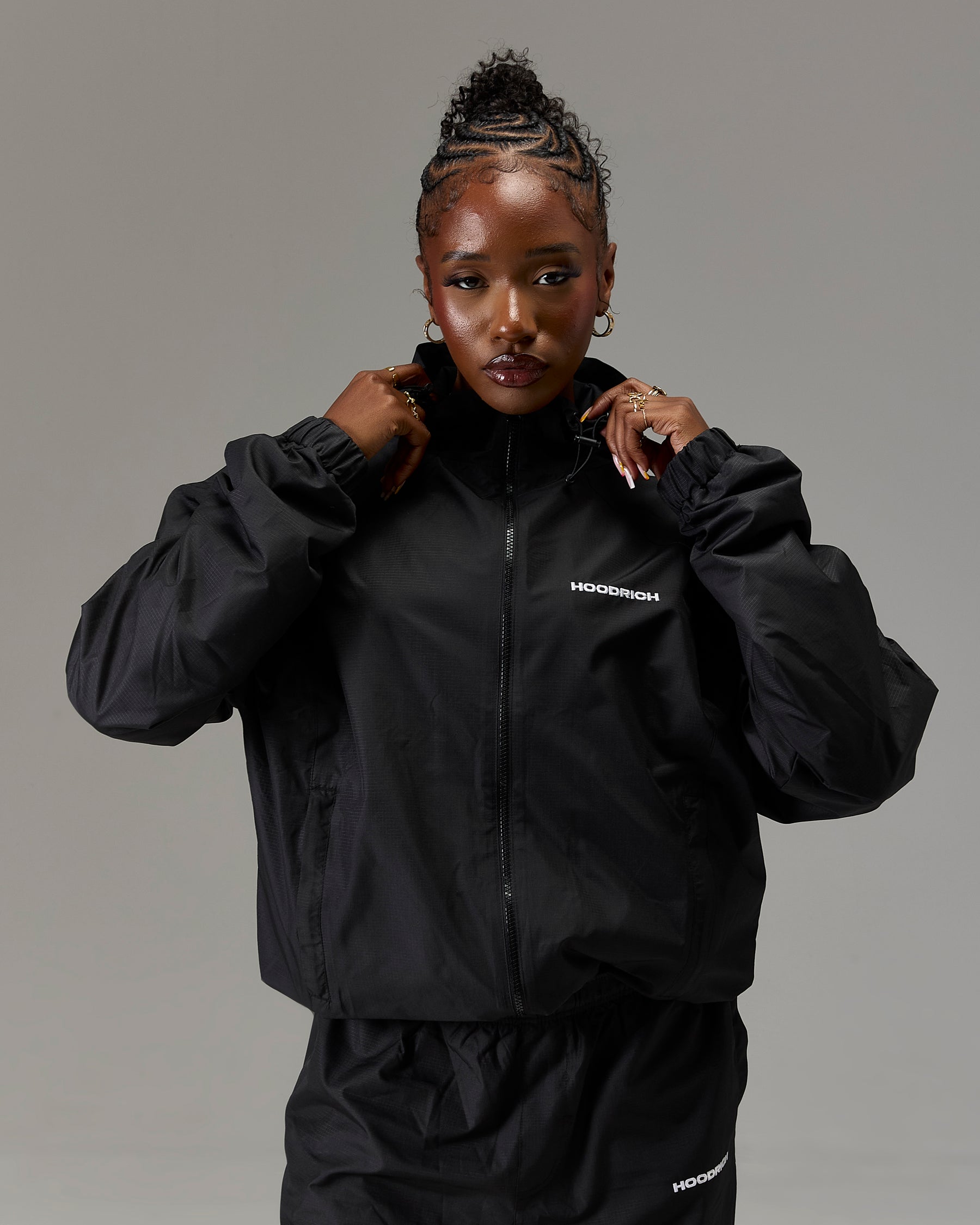 The Winner's Circle Ripstop Woven Jacket - Black/White