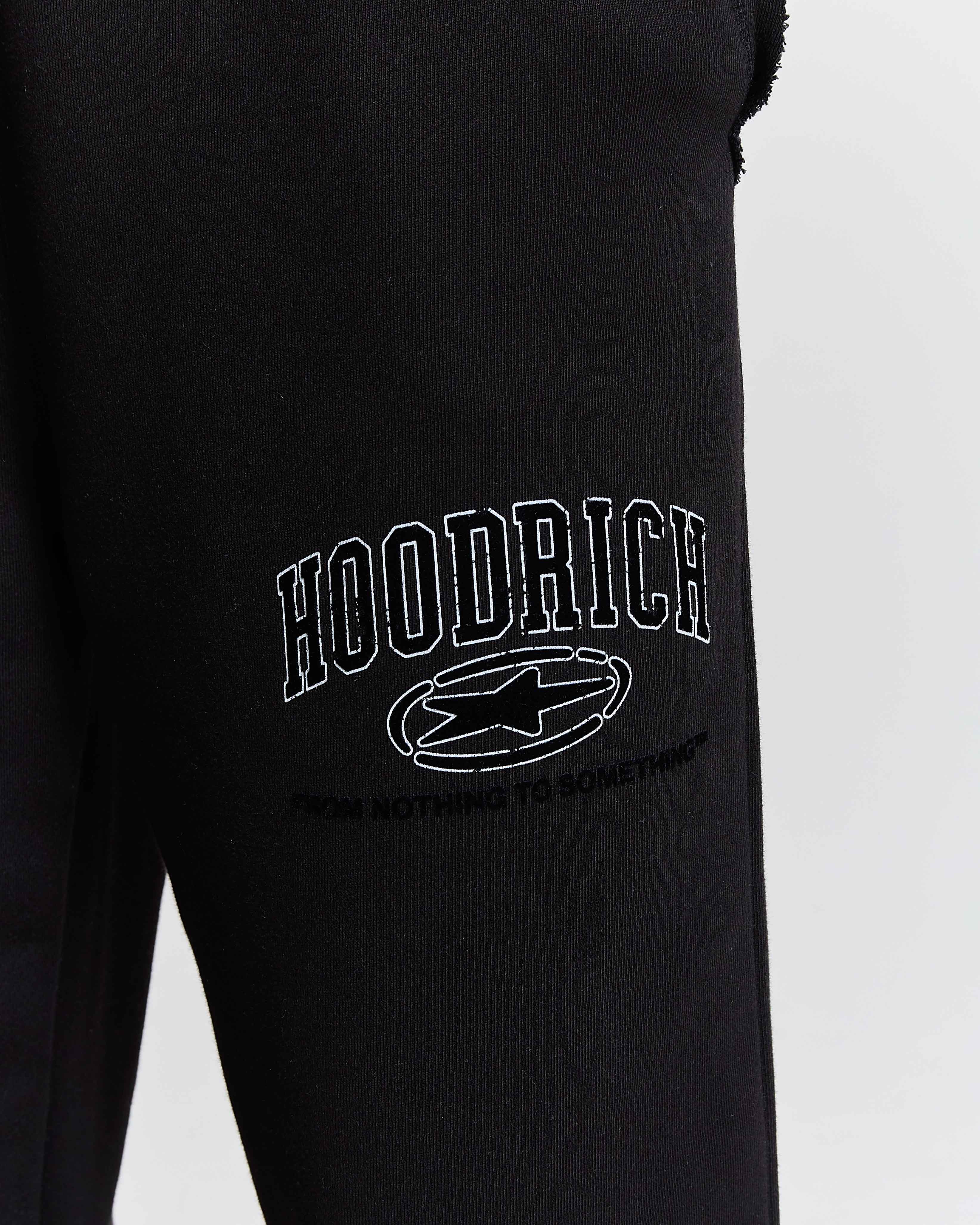 Black hoodie with 'Hoodrich' logo on a white background