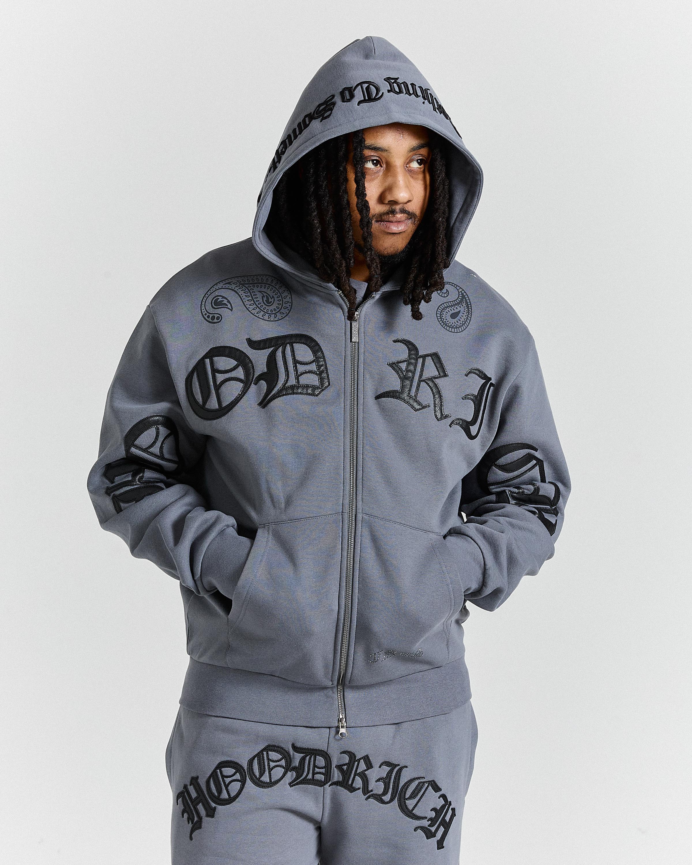 Inkline Oversized Zip Through Hoodie - Grey/Black