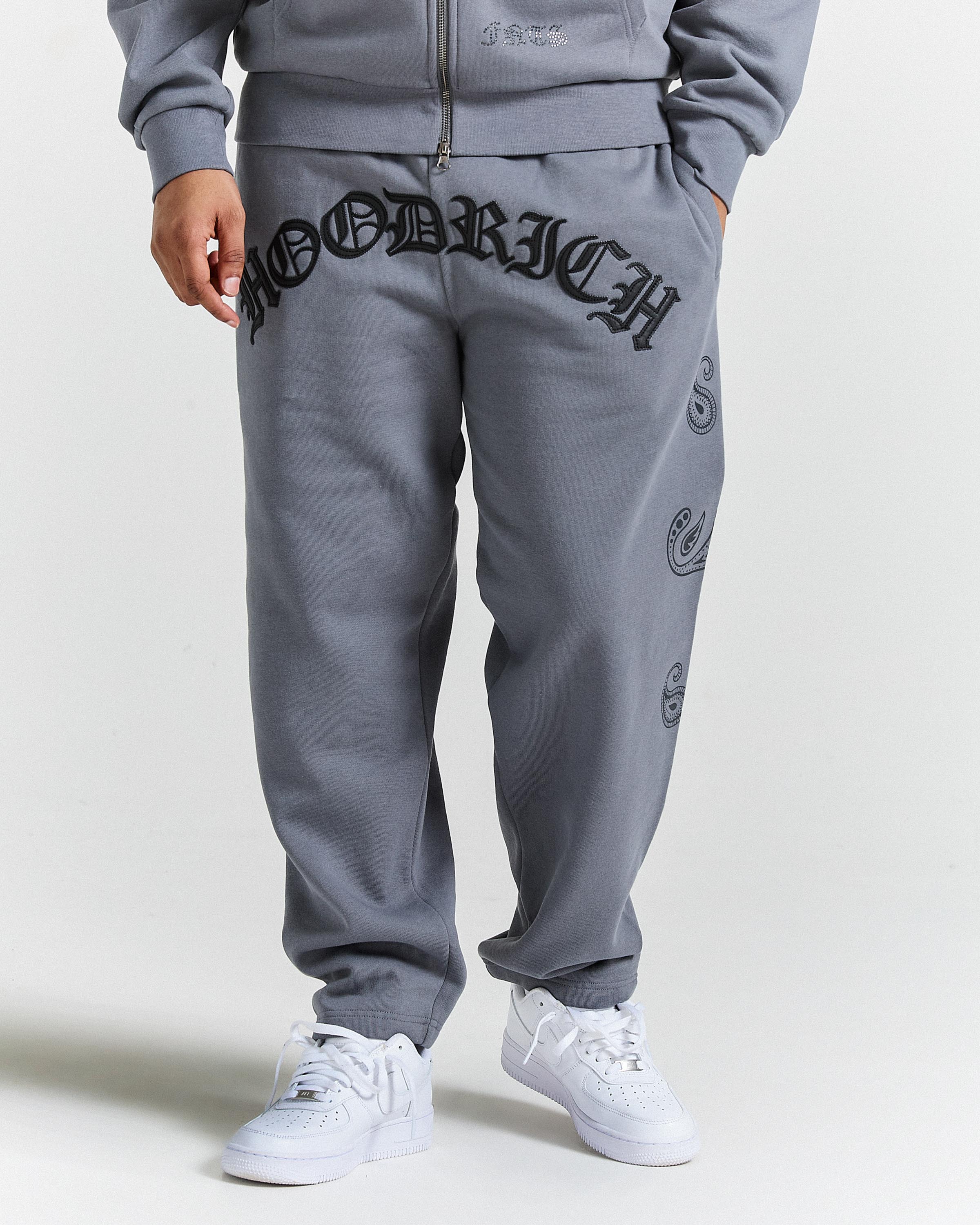 Inkline Oversized Open Hem Joggers - Grey/Black