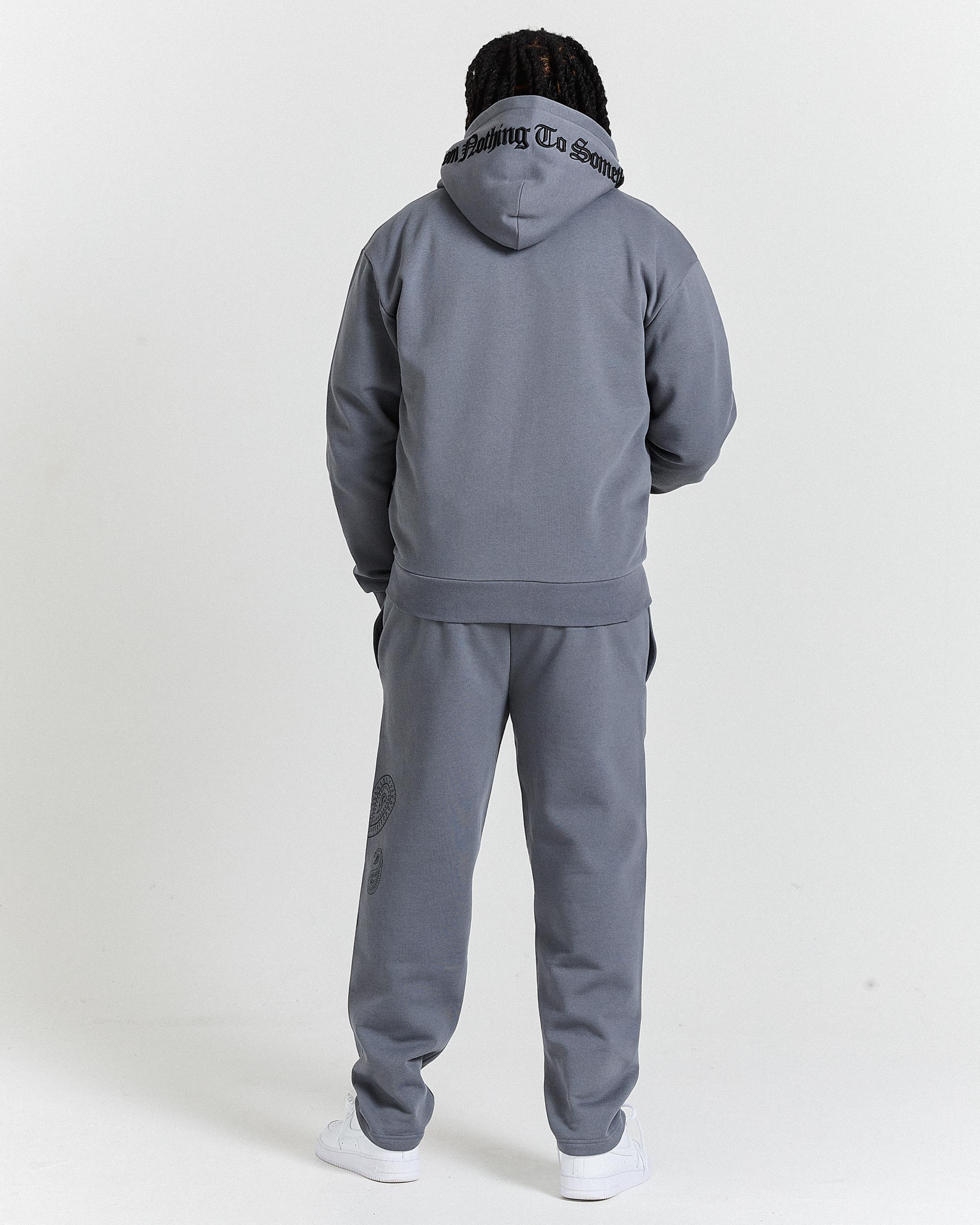 Andequal slit design over sweat グレー Inkline Oversized Open Hem Joggers - Grey/Black