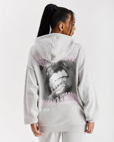 Flex Oversized Hoodie - Grey/White/Pink