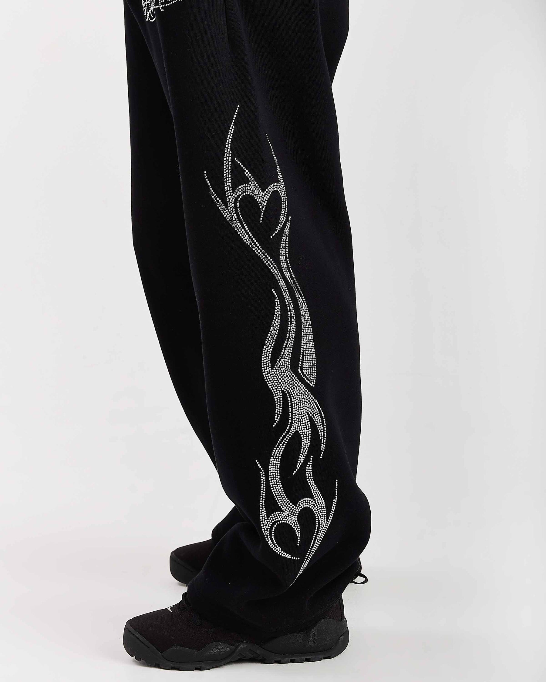 Morpho Oversized Wide Leg Joggers - Black/Silver
