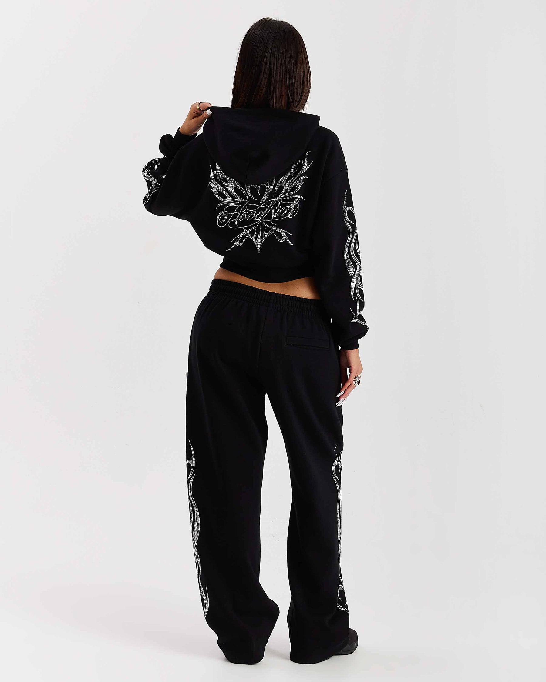 Morpho Oversized Wide Leg Joggers - Black/Silver