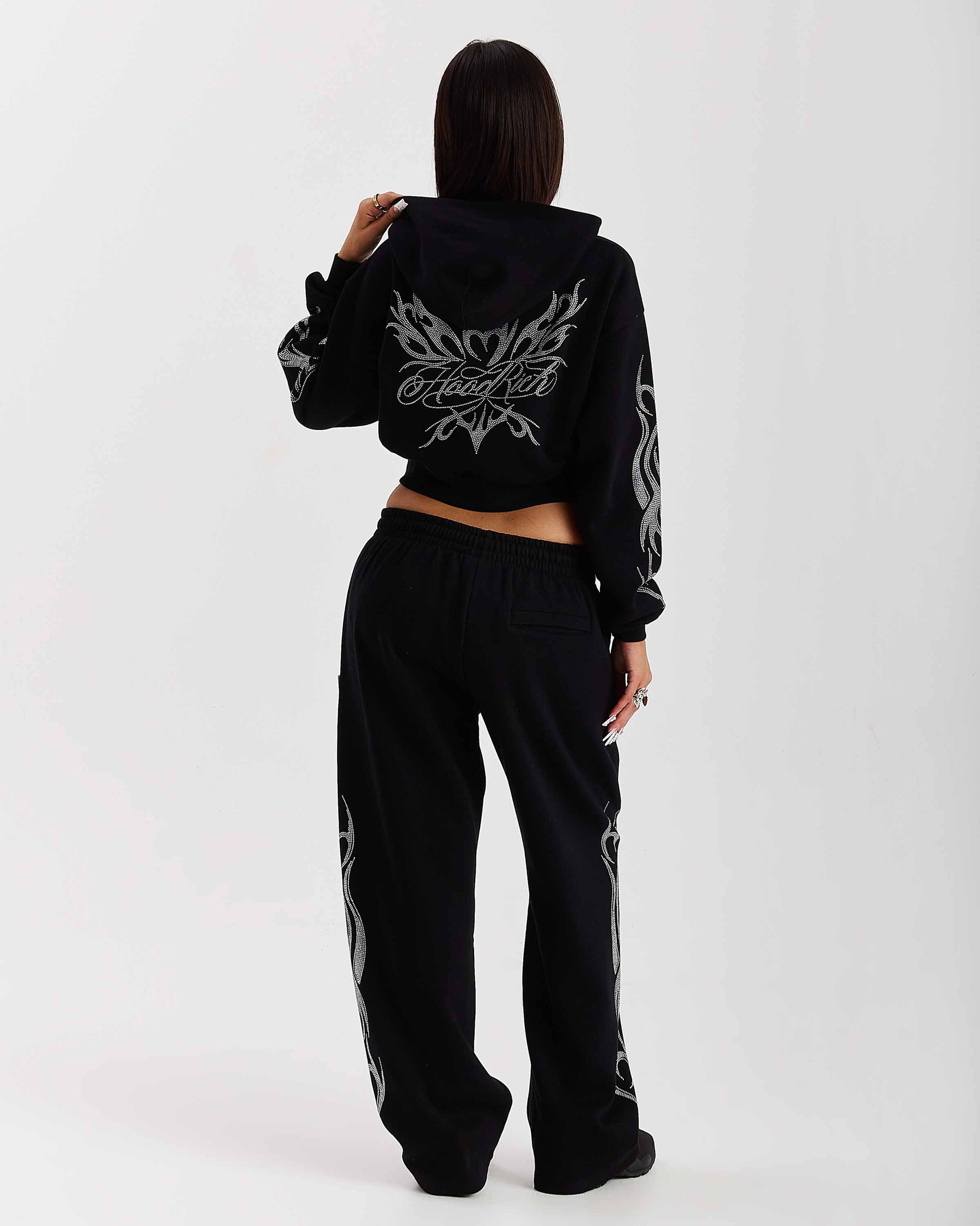 Morpho Oversized Wide Leg Joggers - Black/Silver