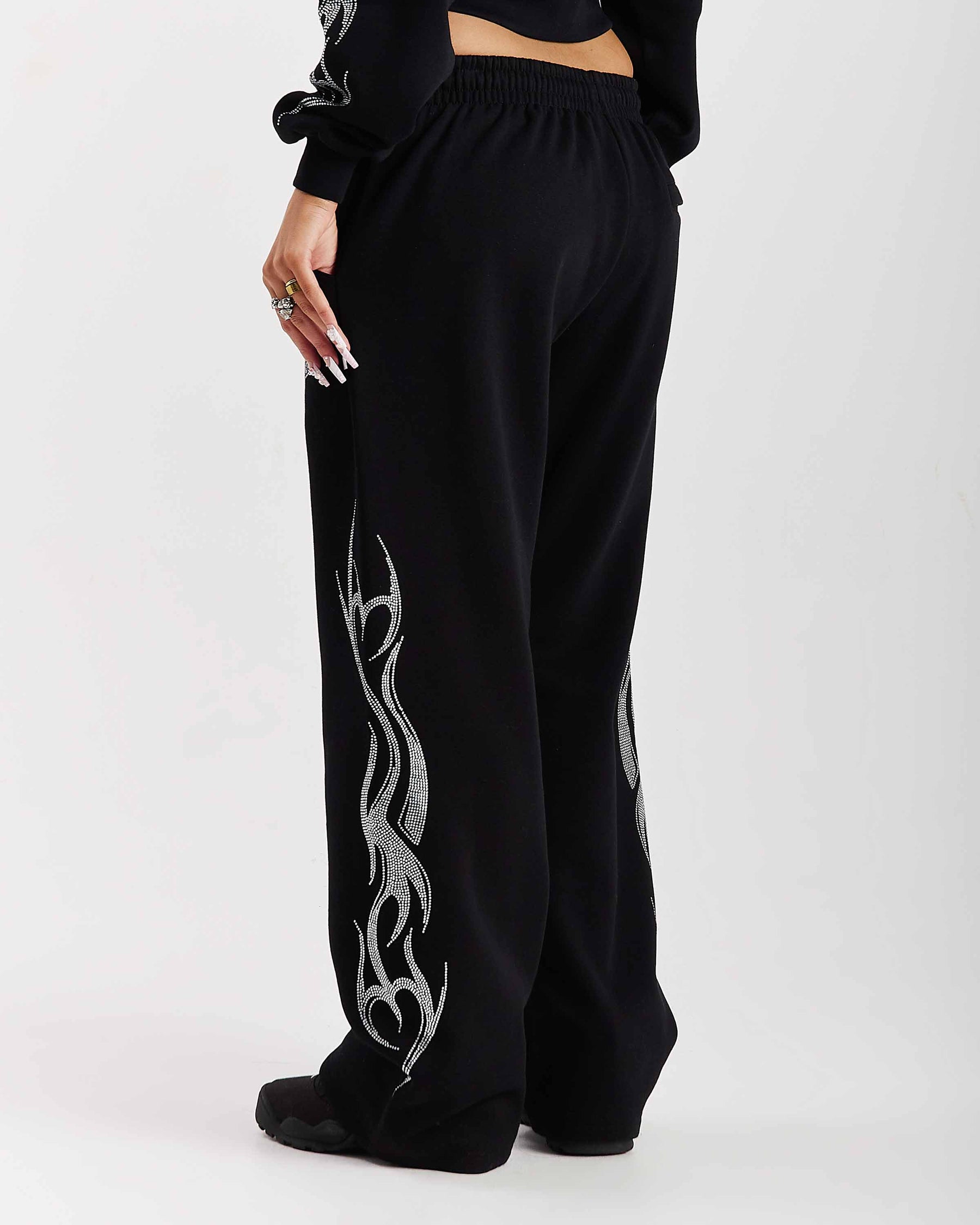 Morpho Oversized Wide Leg Joggers - Black/Silver