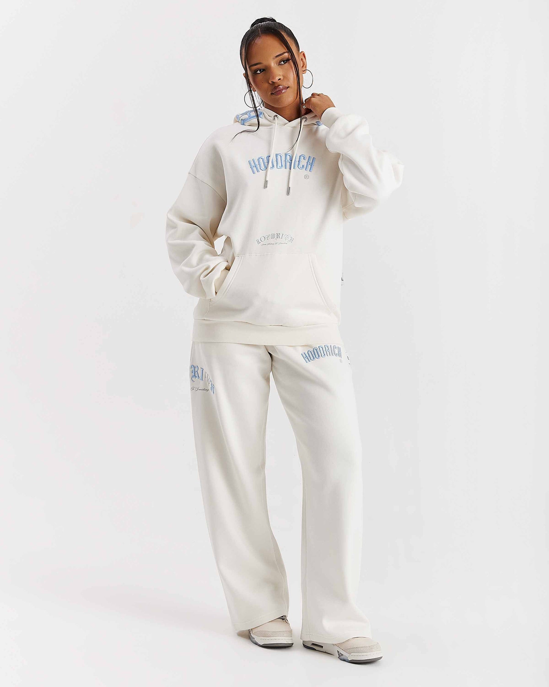 Calor Oversized Wide Leg Joggers - Off White/Blue