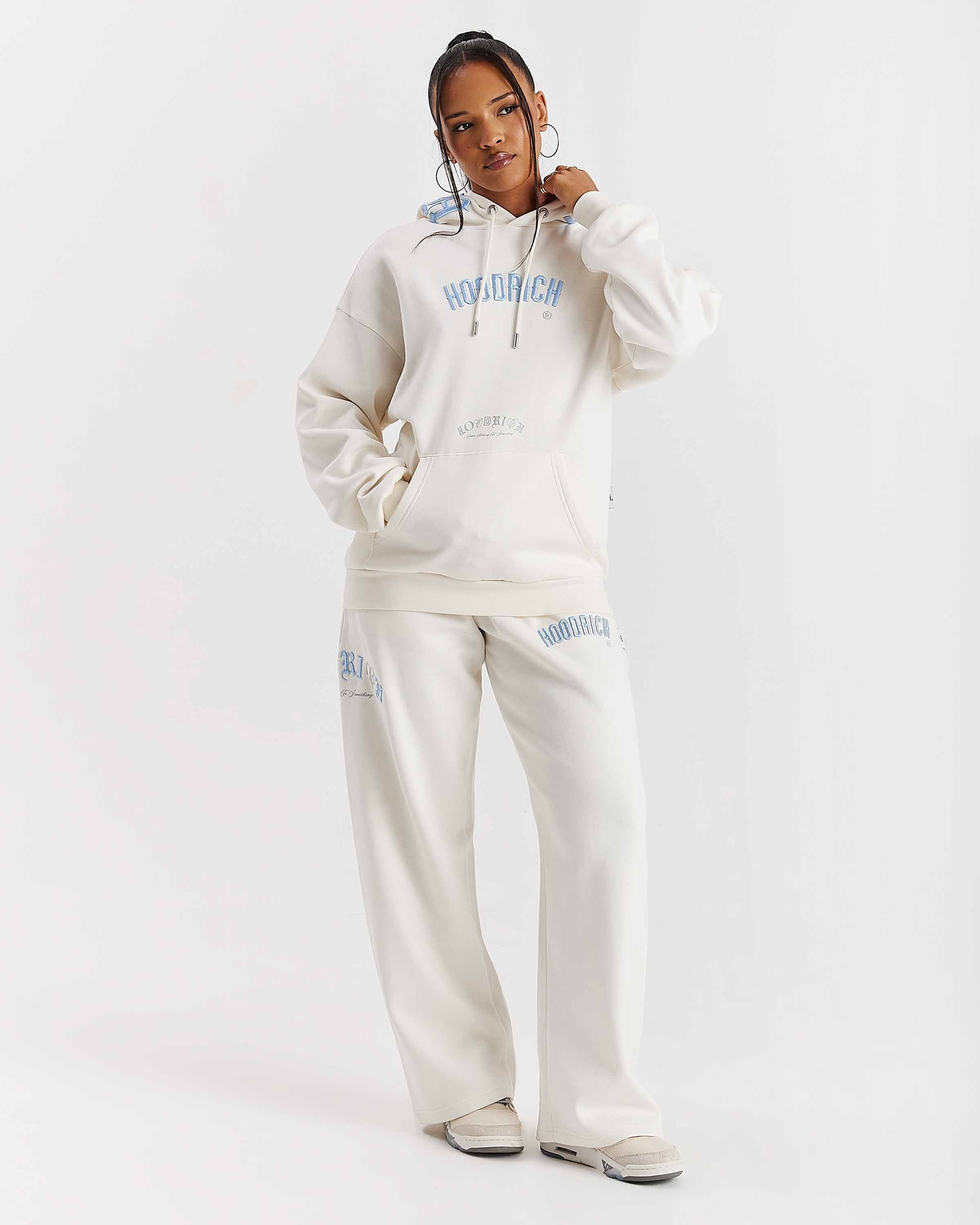 Calor Oversized Wide Leg Joggers - Off White/Blue