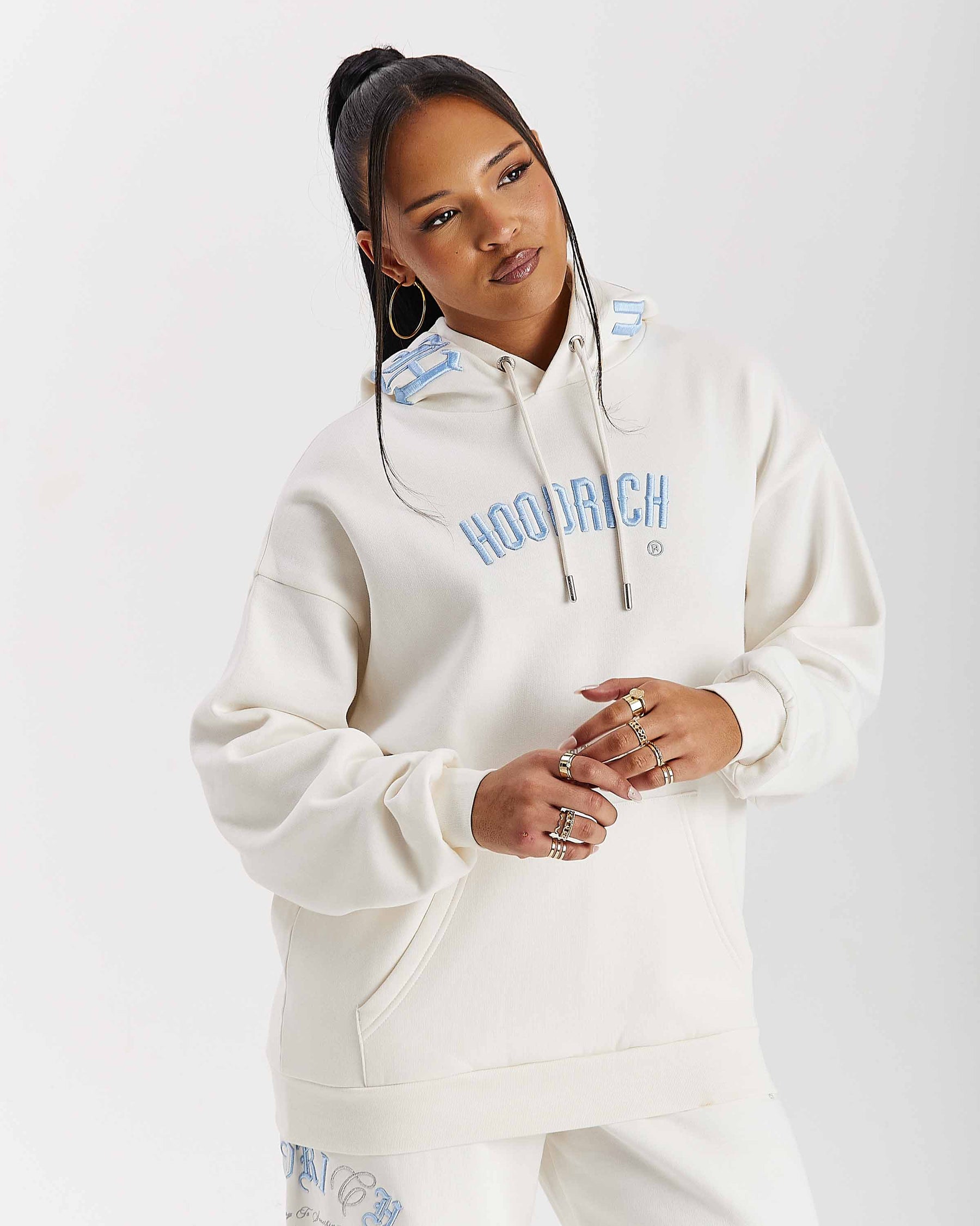 Calor Oversized Hoodie - Off White/Blue