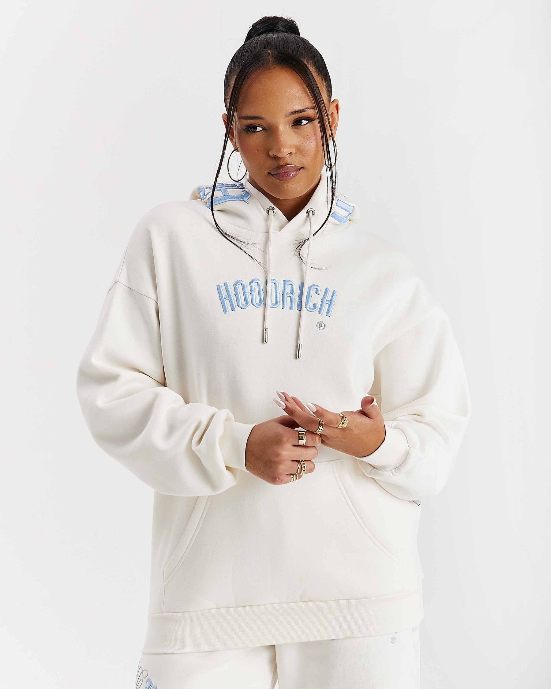 Calor Oversized Hoodie - Off White/Blue