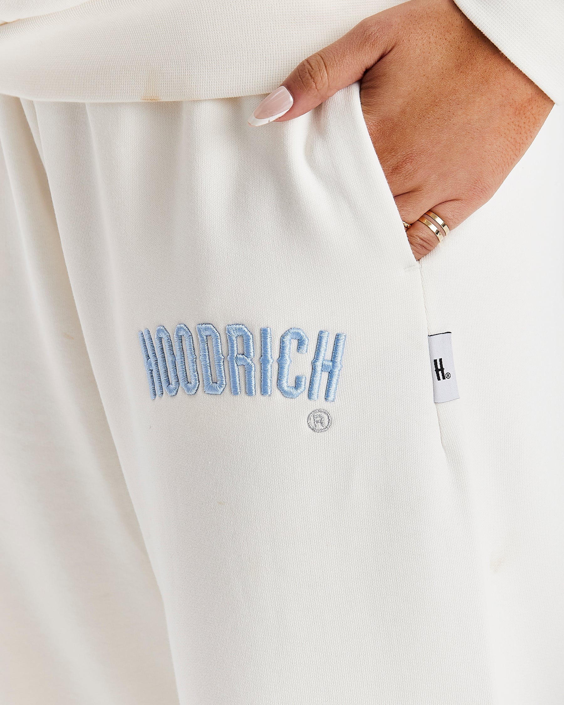 Calor Oversized Wide Leg Joggers - Off White/Blue