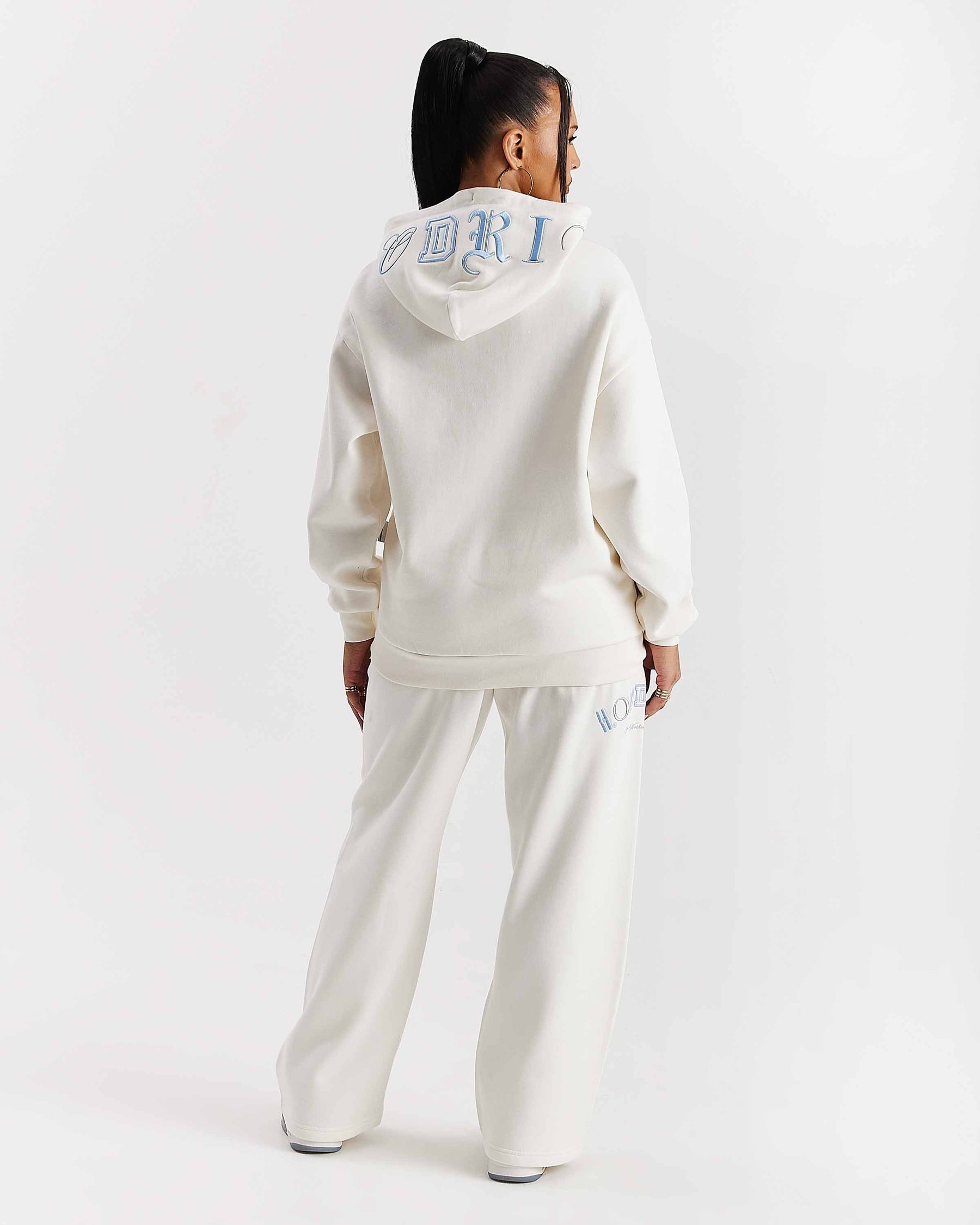 Calor Oversized Wide Leg Joggers - Off White/Blue