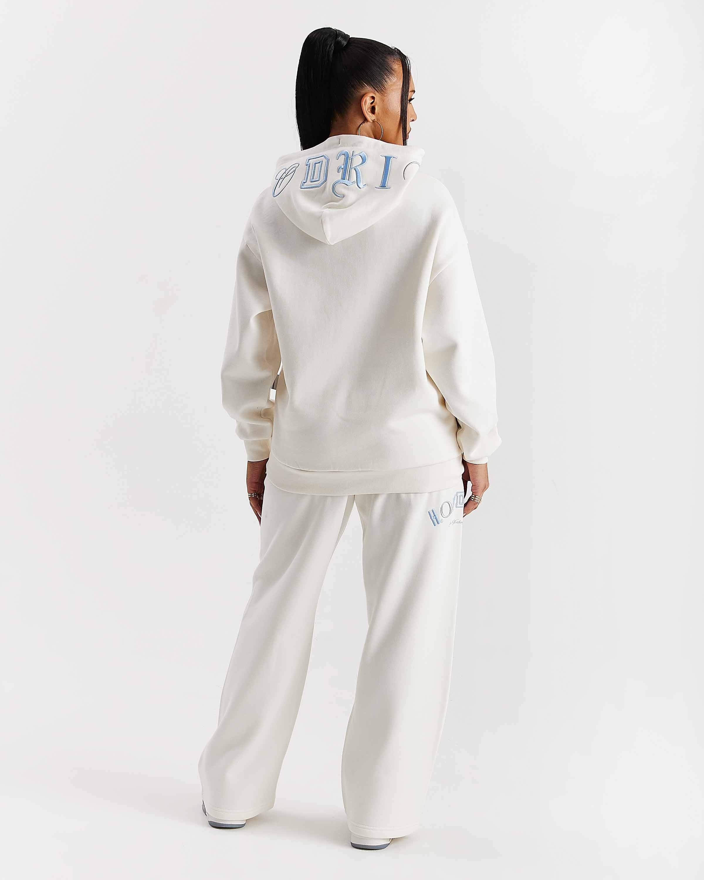 Calor Oversized Wide Leg Joggers - Off White/Blue