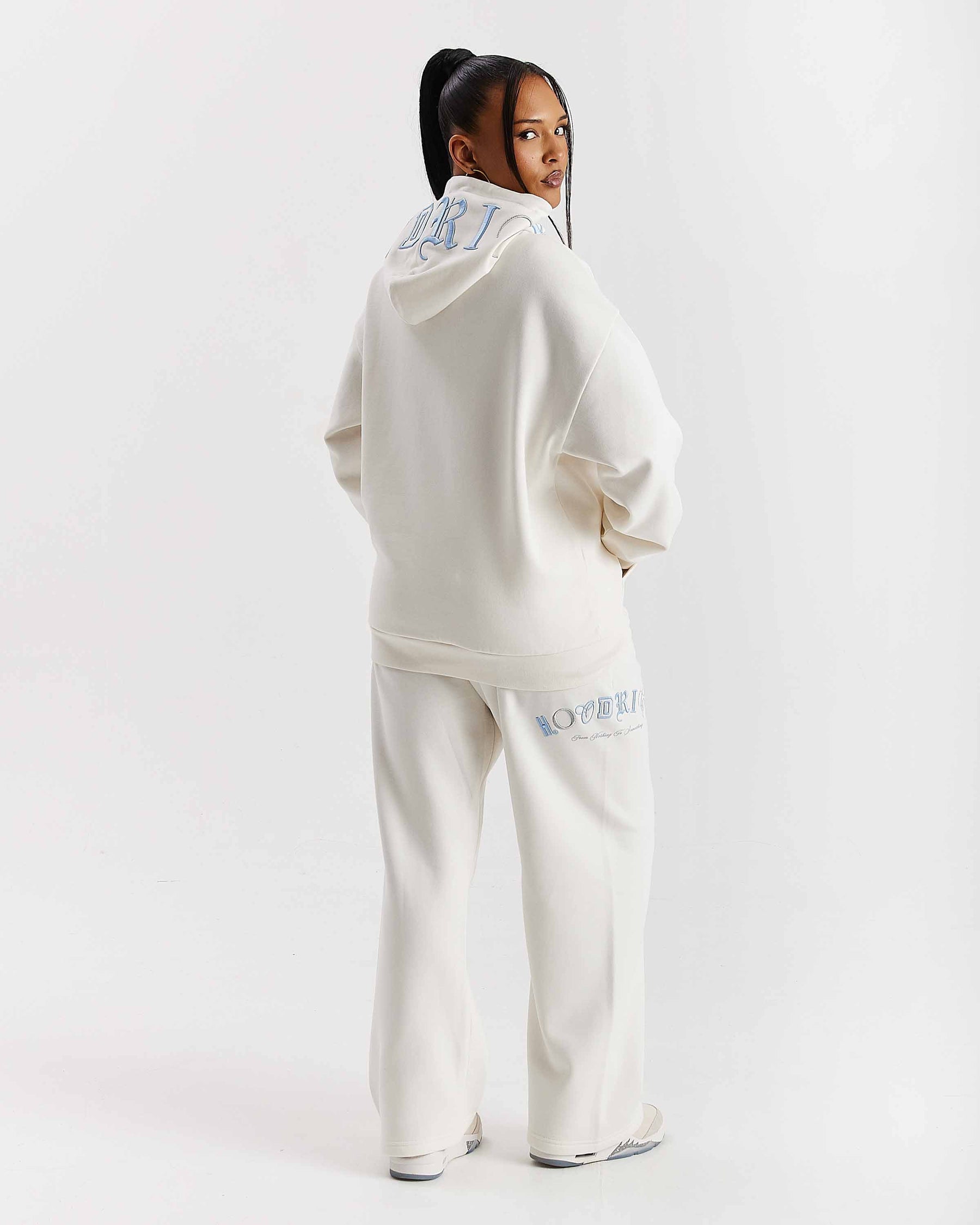 Calor Oversized Hoodie - Off White/Blue