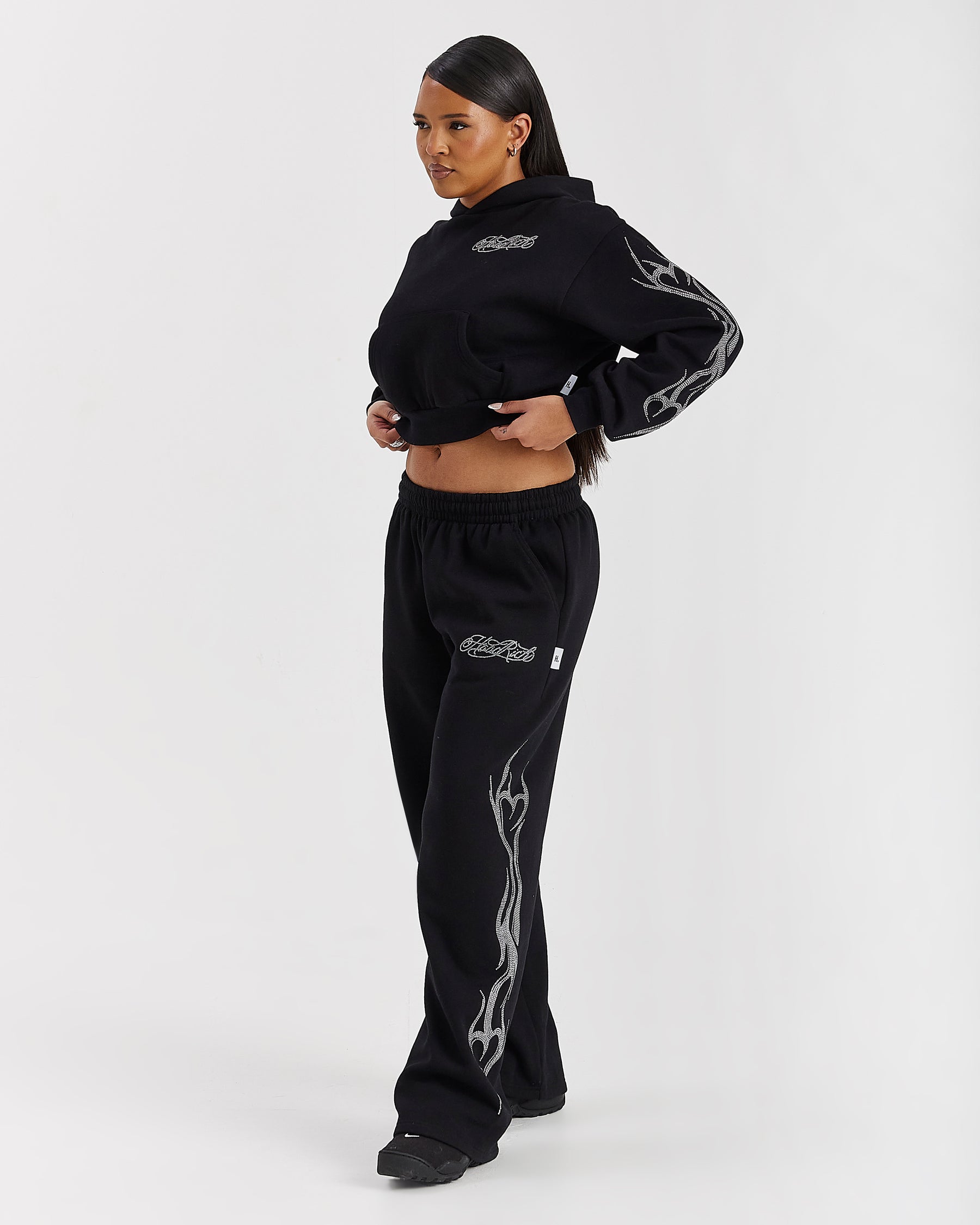 Morpho Oversized Wide Leg Joggers - Black/Silver