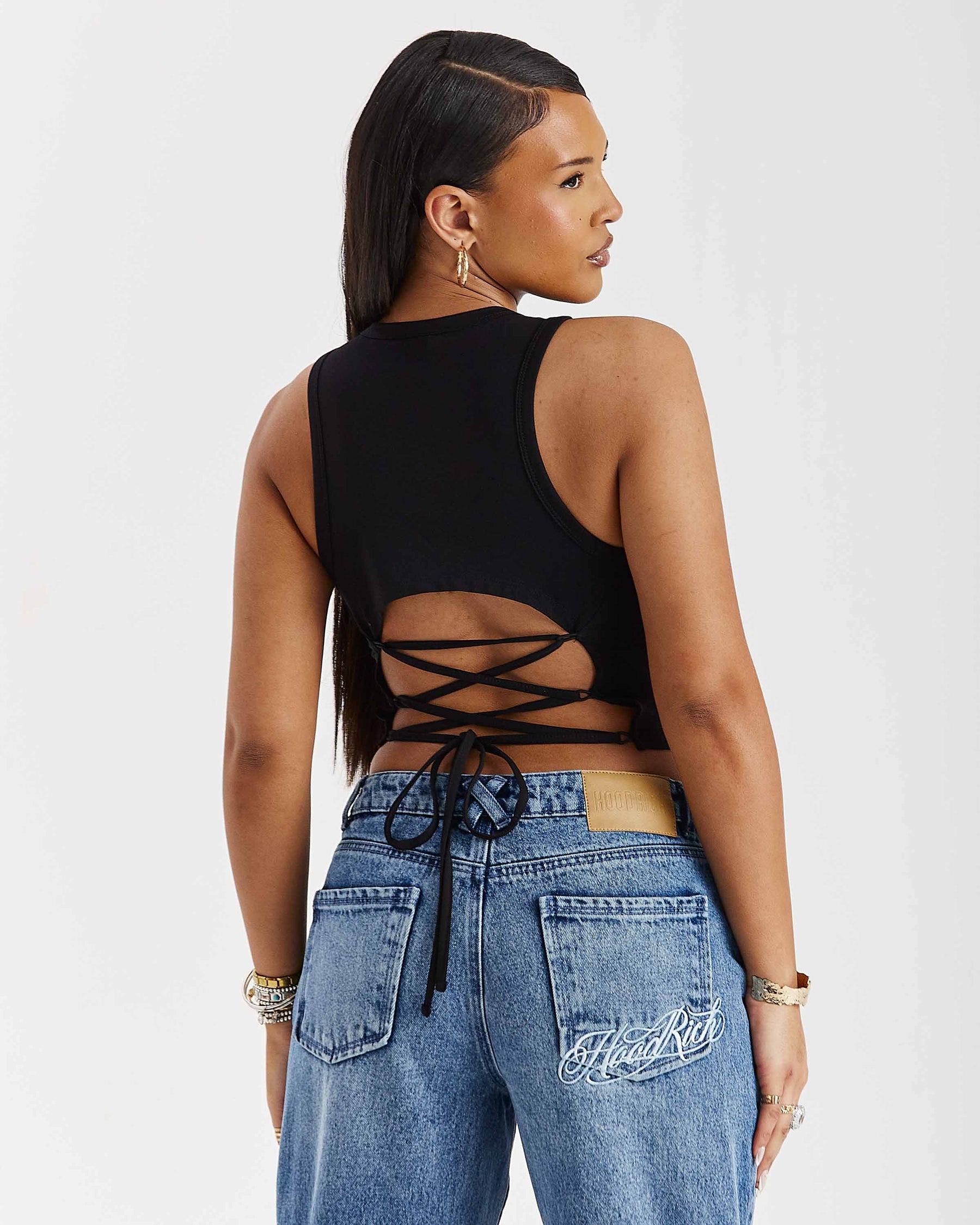 Token Wide Leg Cargo Jeans - Washed Mid Blue