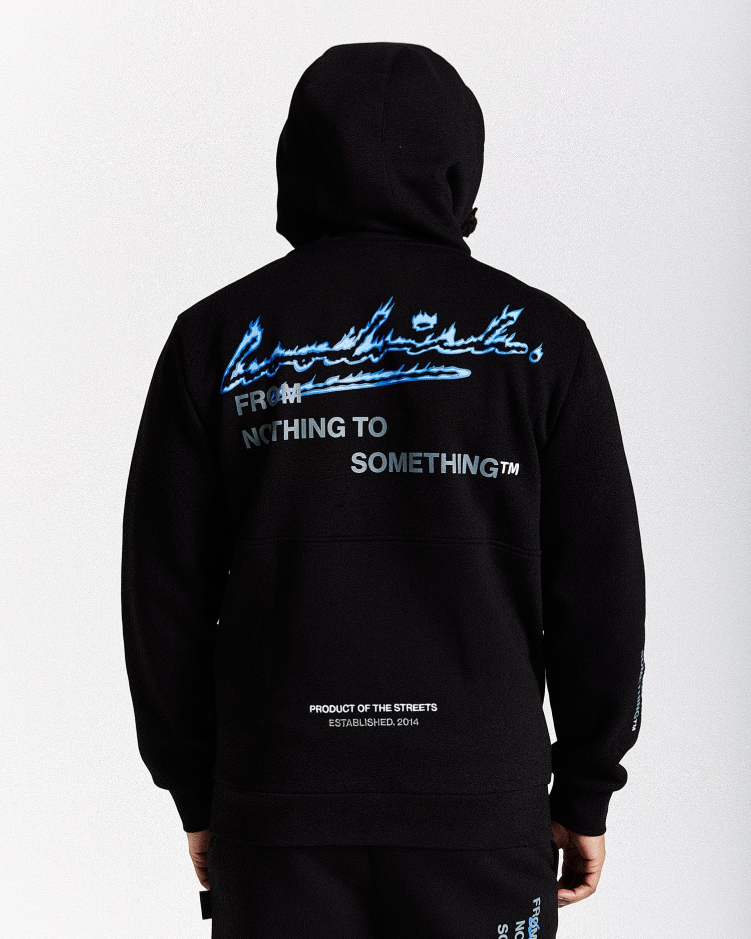 Flames Hoodie - Black/White/Blue