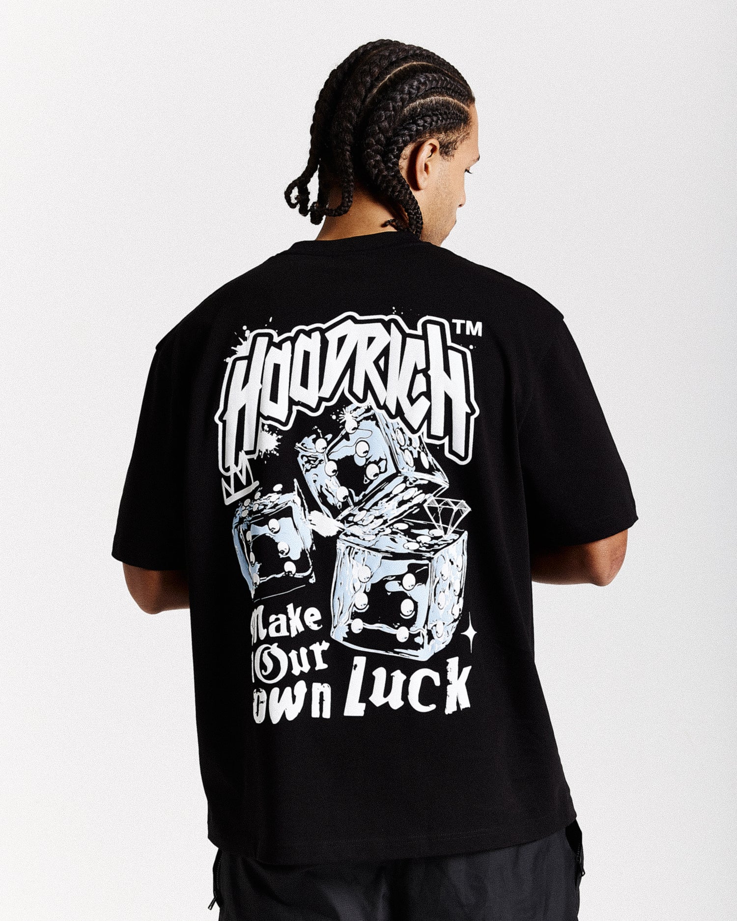 Fortune Oversized T-Shirt - Black/White/Blue