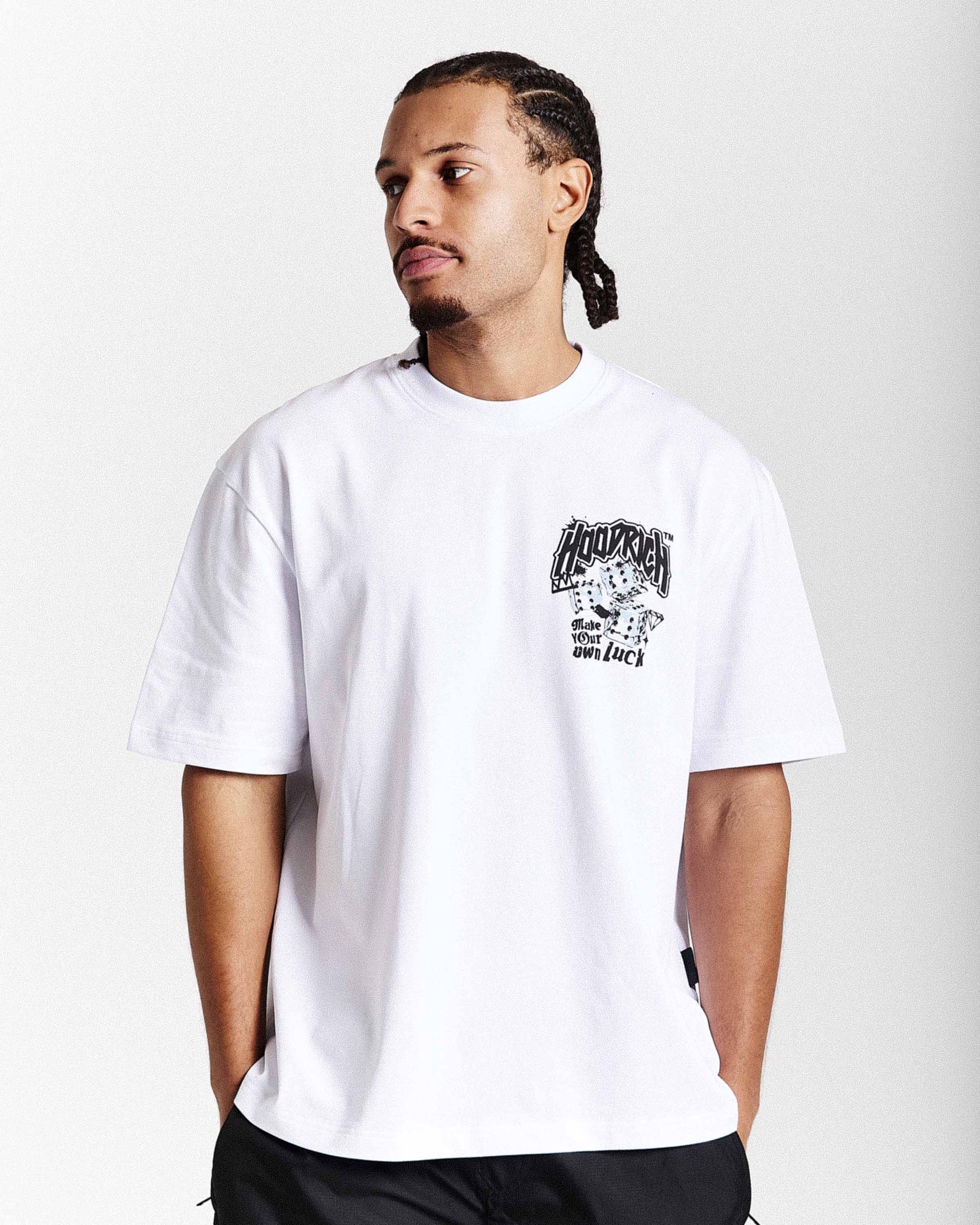 Fortune Oversized T-Shirt - White/Black/Blue