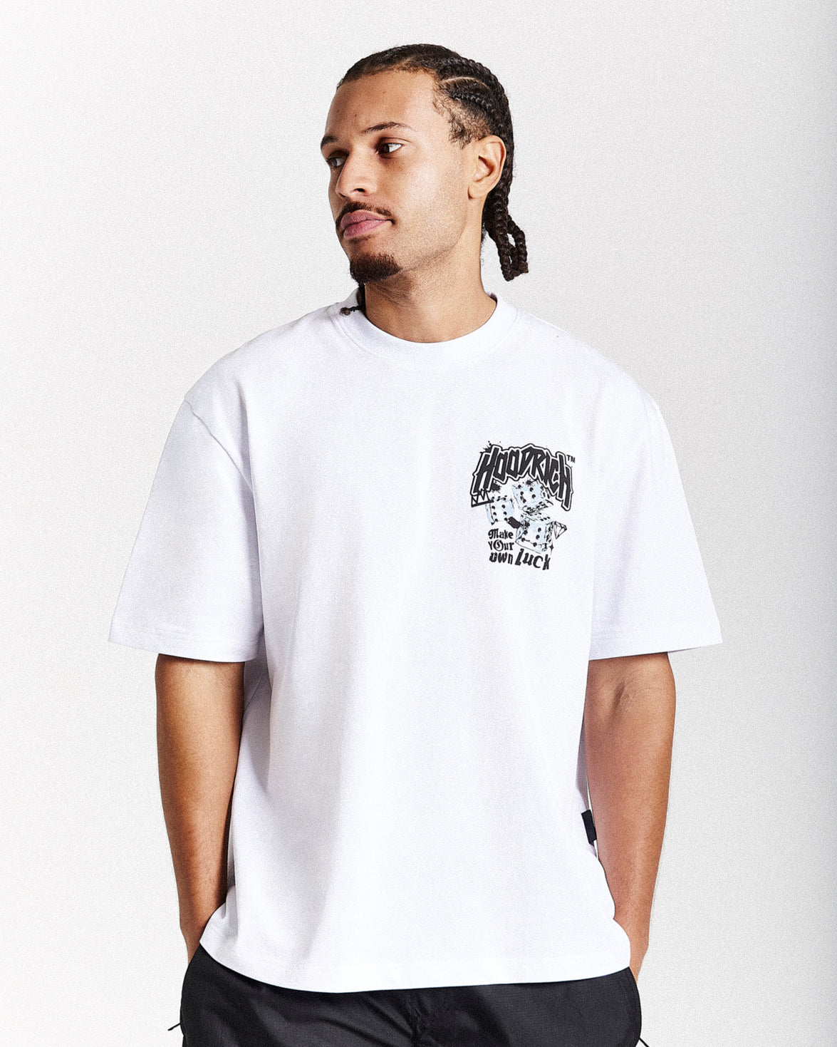 Fortune Oversized T-Shirt - White/Black/Blue