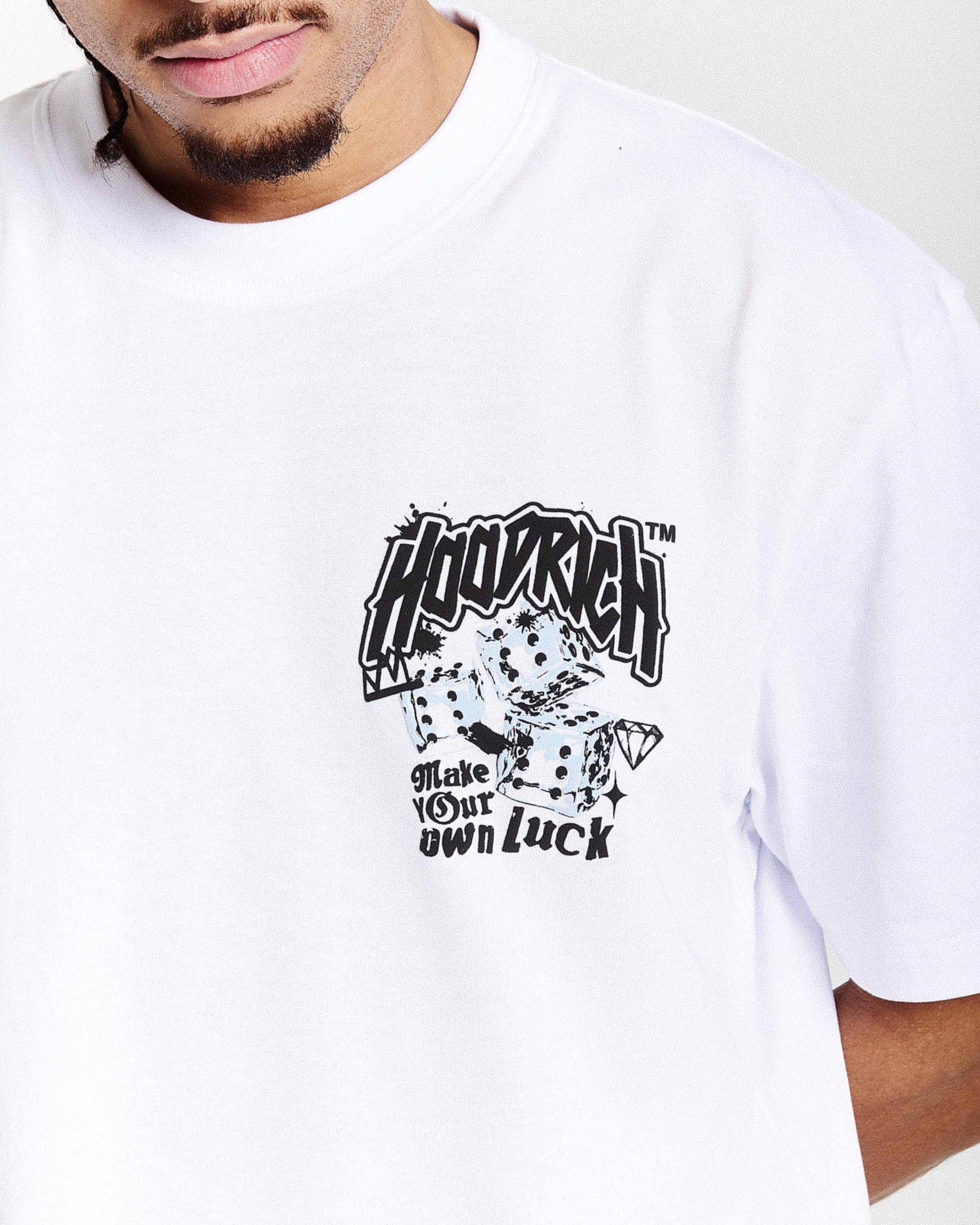 Fortune Oversized T-Shirt - White/Black/Blue