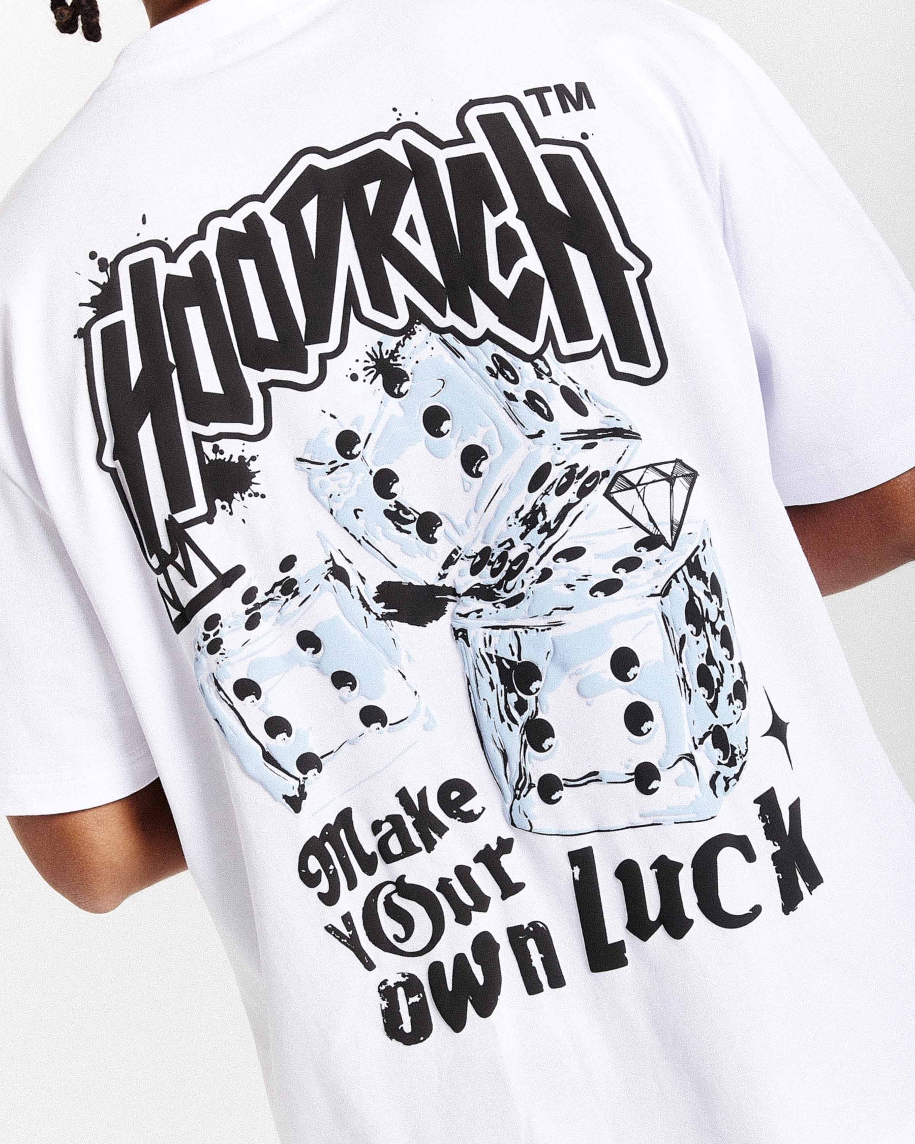 Fortune Oversized T-Shirt - White/Black/Blue