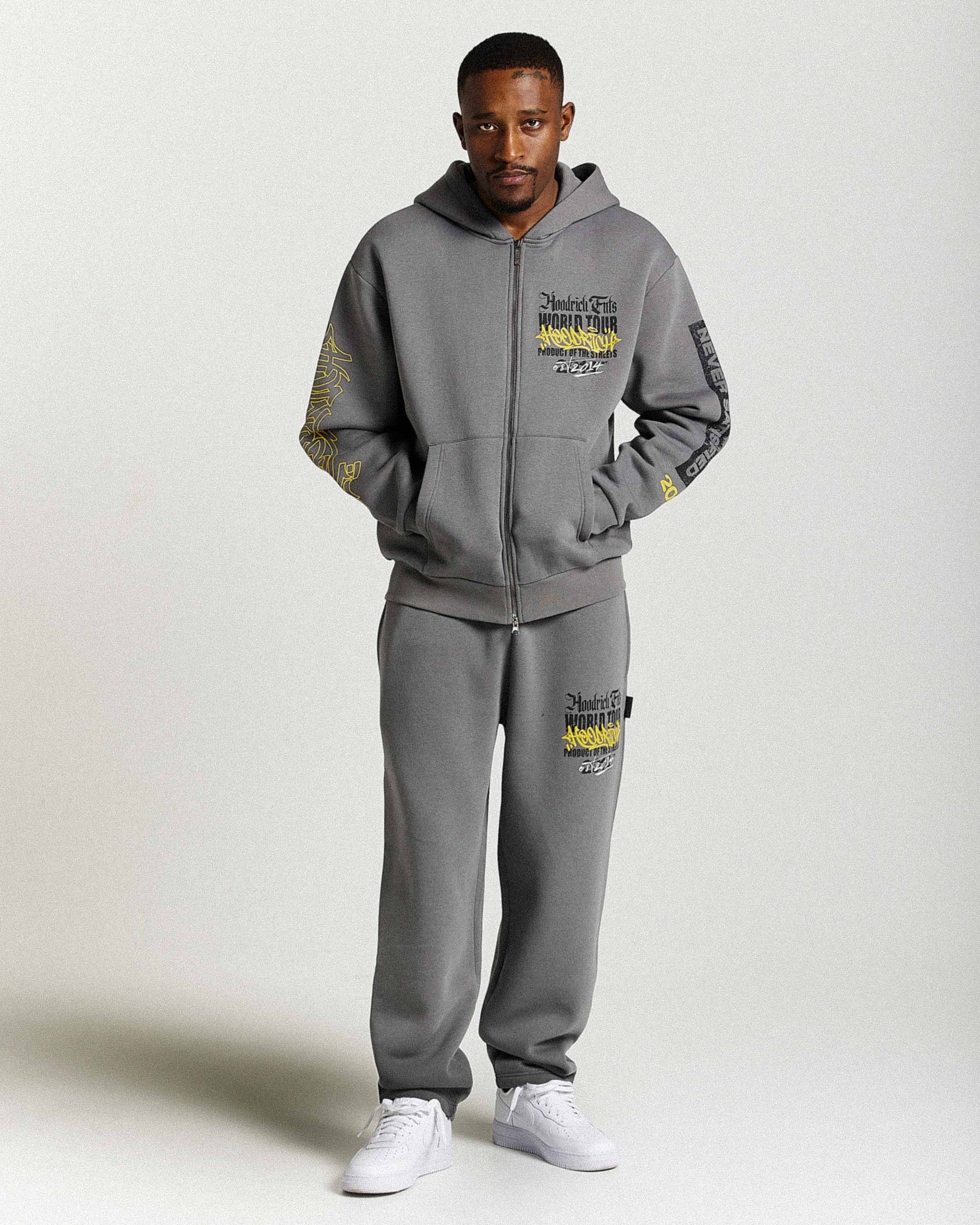 Stamp Tour Oversized Joggers - Grey/Black/Yellow