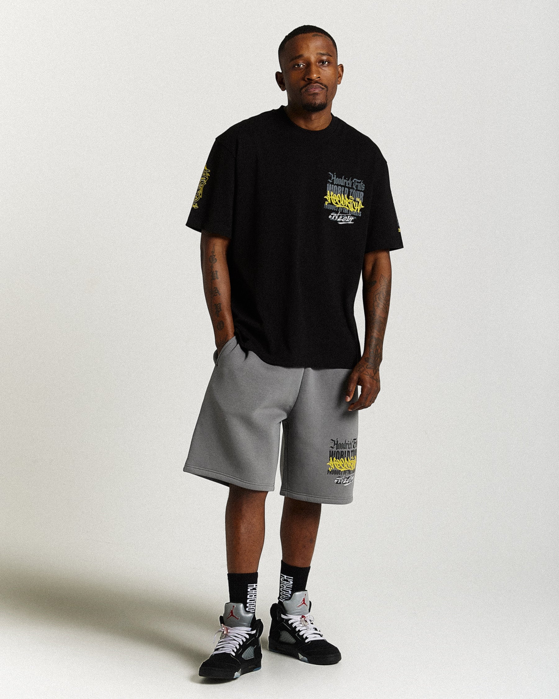 Stamp Tour Oversized T-Shirt - Black/Grey/Yellow