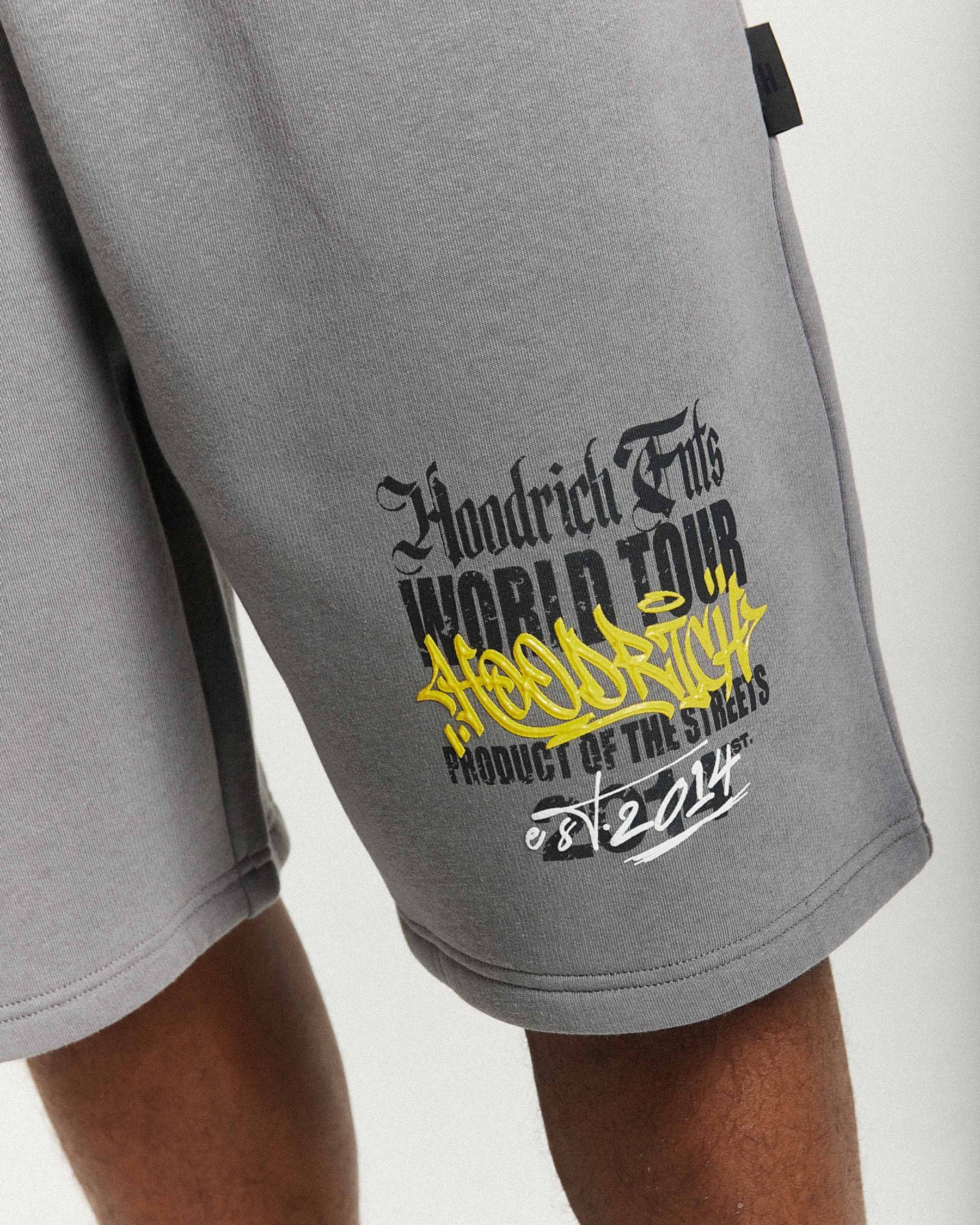 Stamp Tour Oversized Shorts - Grey/Black/Yellow
