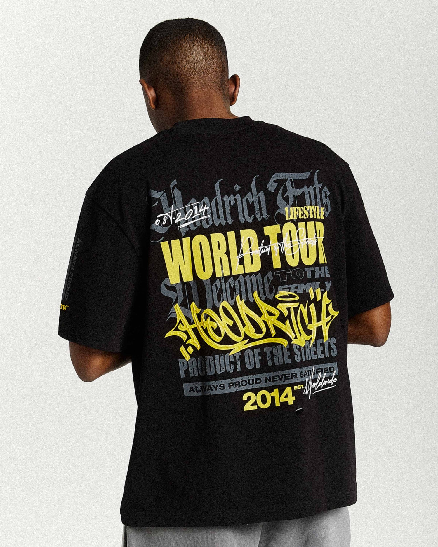 Stamp Tour Oversized T-Shirt - Black/Grey/Yellow