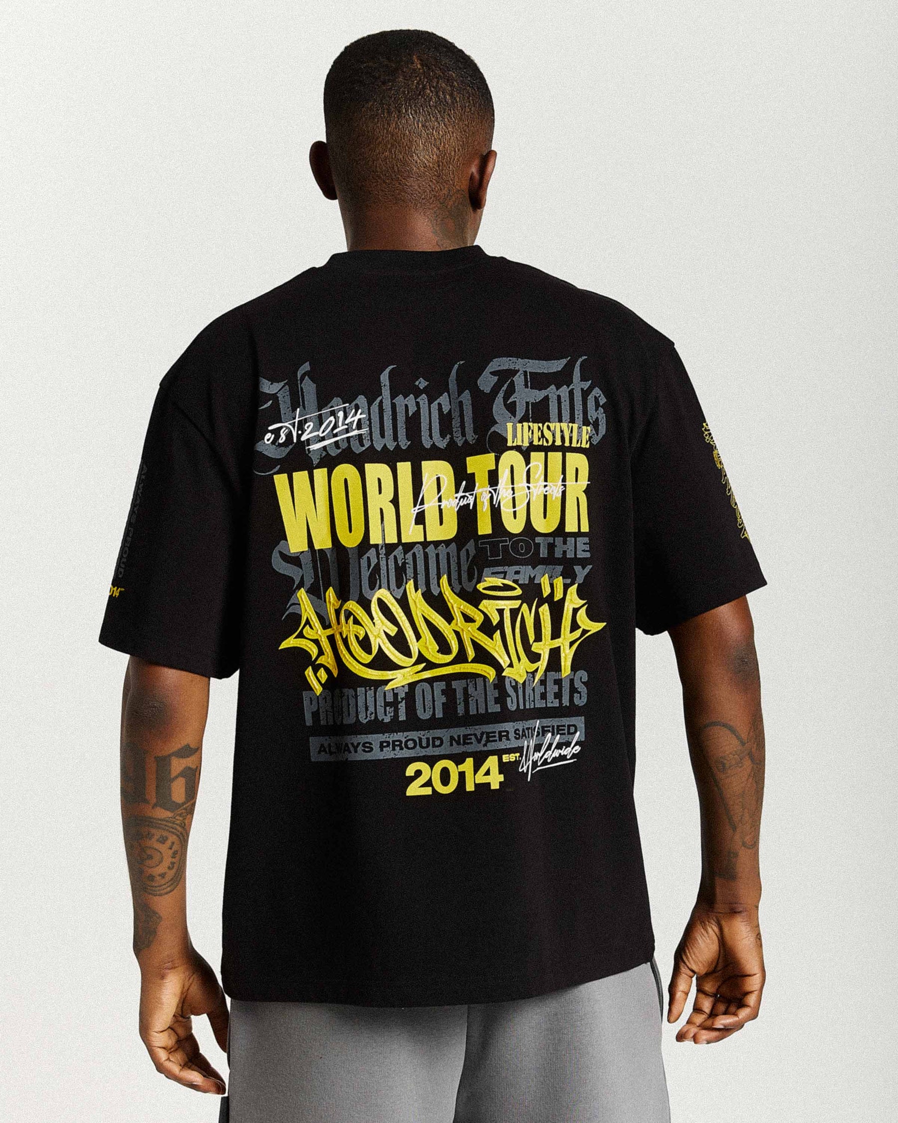 Stamp Tour Oversized T-Shirt - Black/Grey/Yellow