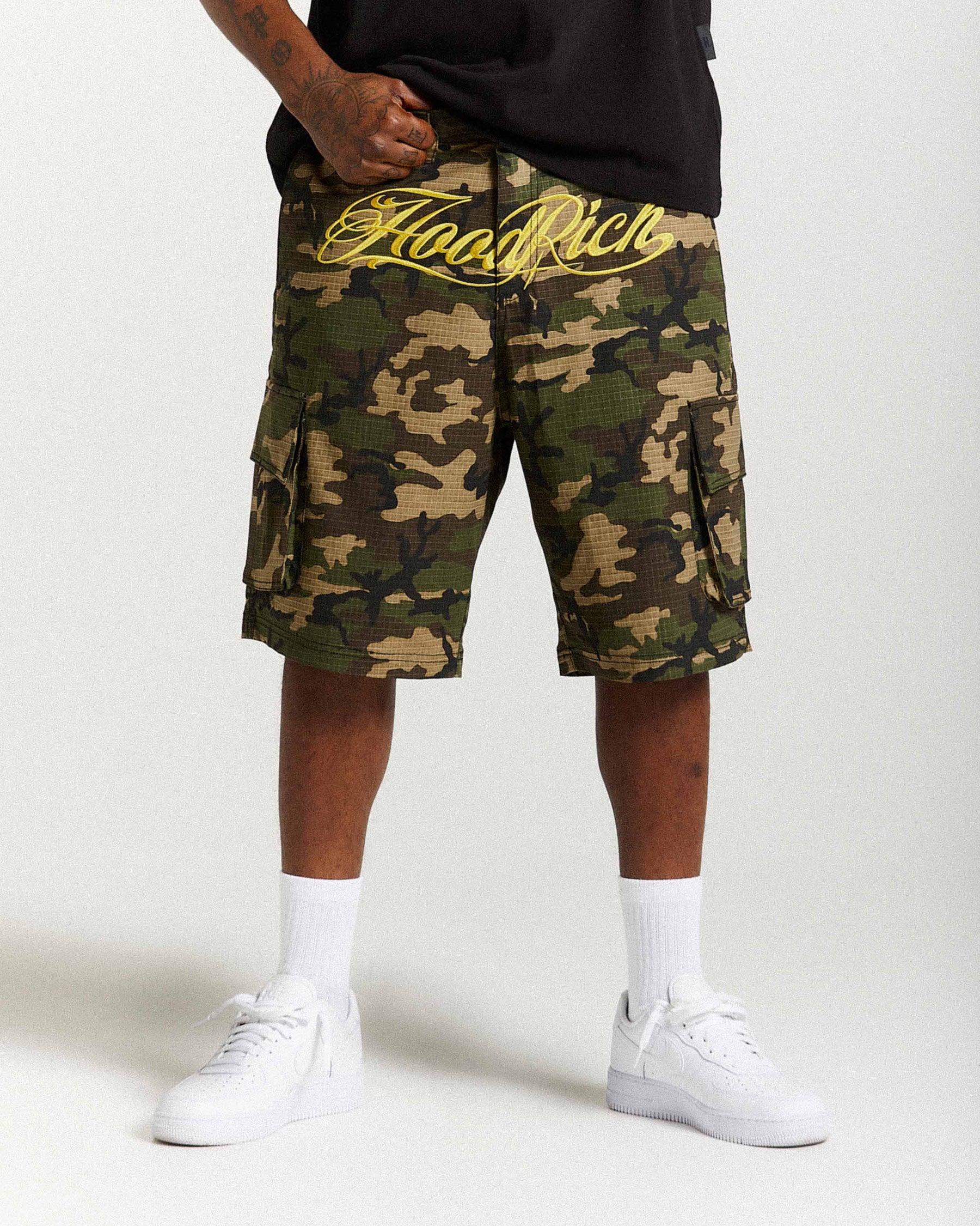 Dustral Cargo Shorts - Camo/Yellow